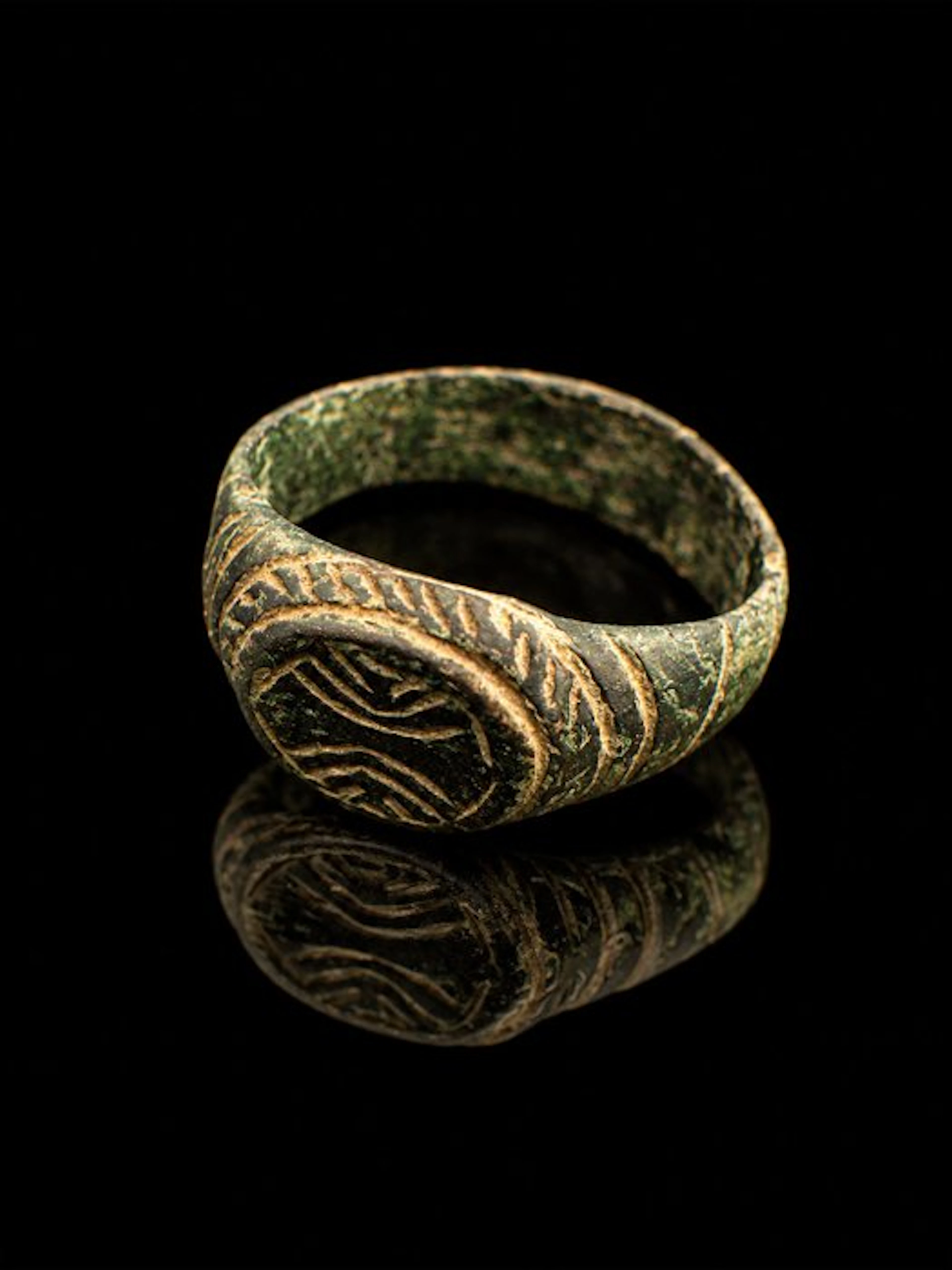 Medieval Bronze Ancient to Medieval Bronze Ring with...