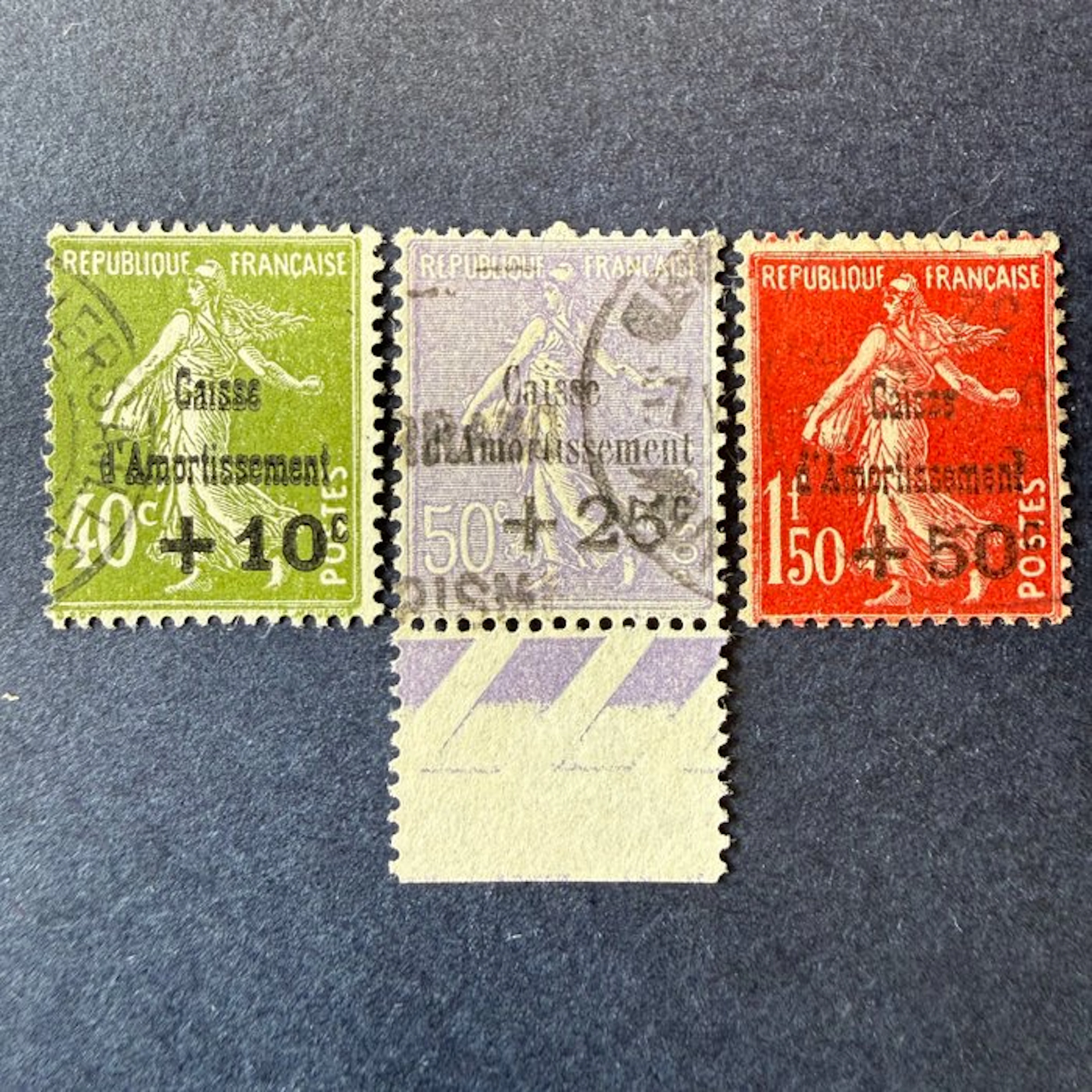 France - Yvert 275/277 "Caisse Amortissement" cancelled. Very Fine.