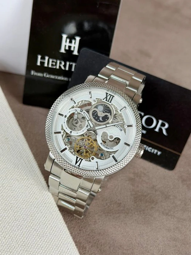 Heritor - Aries Skeleton Dial - Silver/White - No reserve...