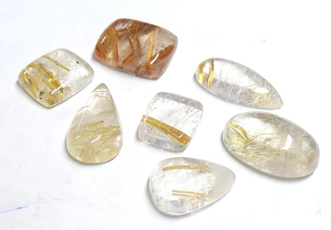 Lot - RUTILE QUARTZ - 100% NATURAL Cabochon- 14.27 g - (7)