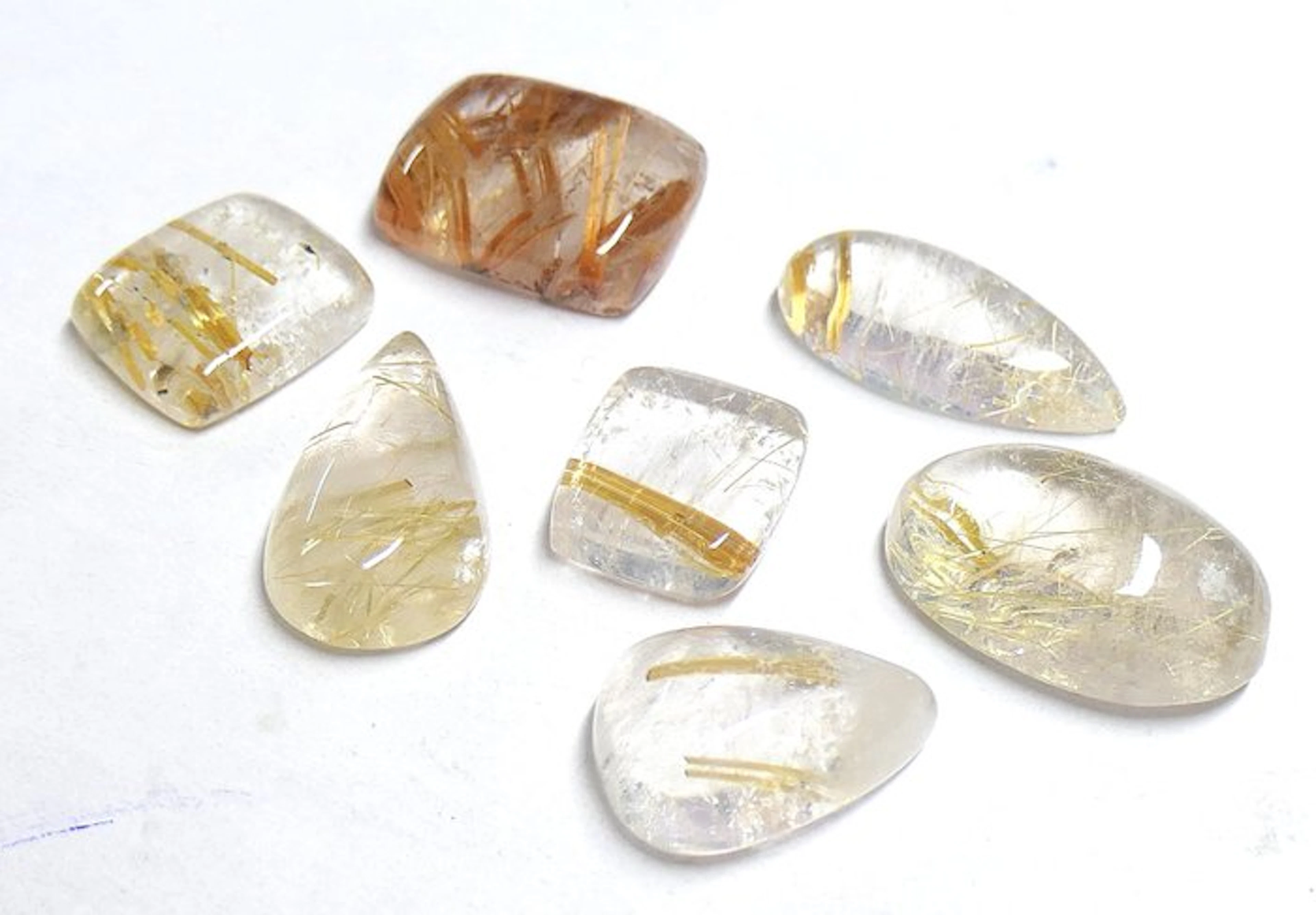 Lot - RUTILE QUARTZ - 100% NATURAL Cabochon- 14.27 g - (7)