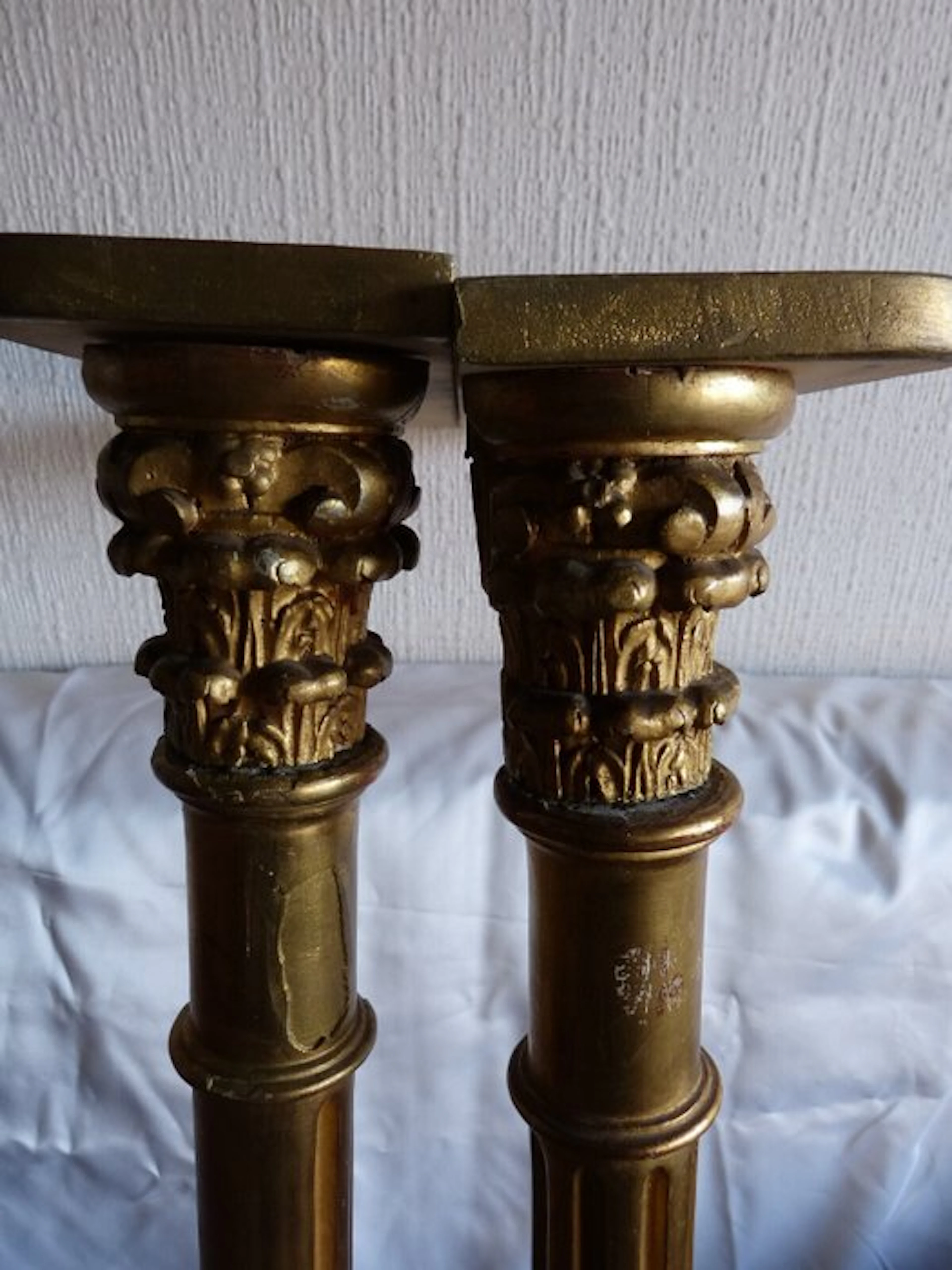 Columnar carving, colonne corinzie - 91 cm - Gilt wood