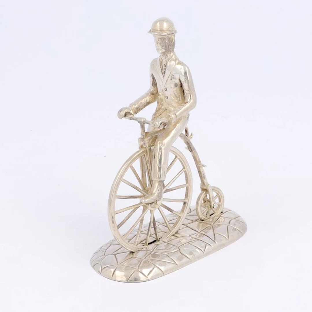 Menegatti Brothers - 'Hoge bi' fiets - Figurine - .835 silver