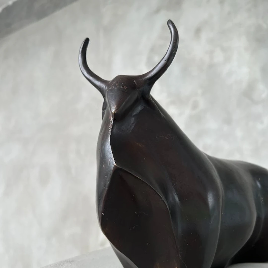 Sculpture, NO RESERVE PRICE - Abstract Bull Sculpture - 14 cm - Bronze