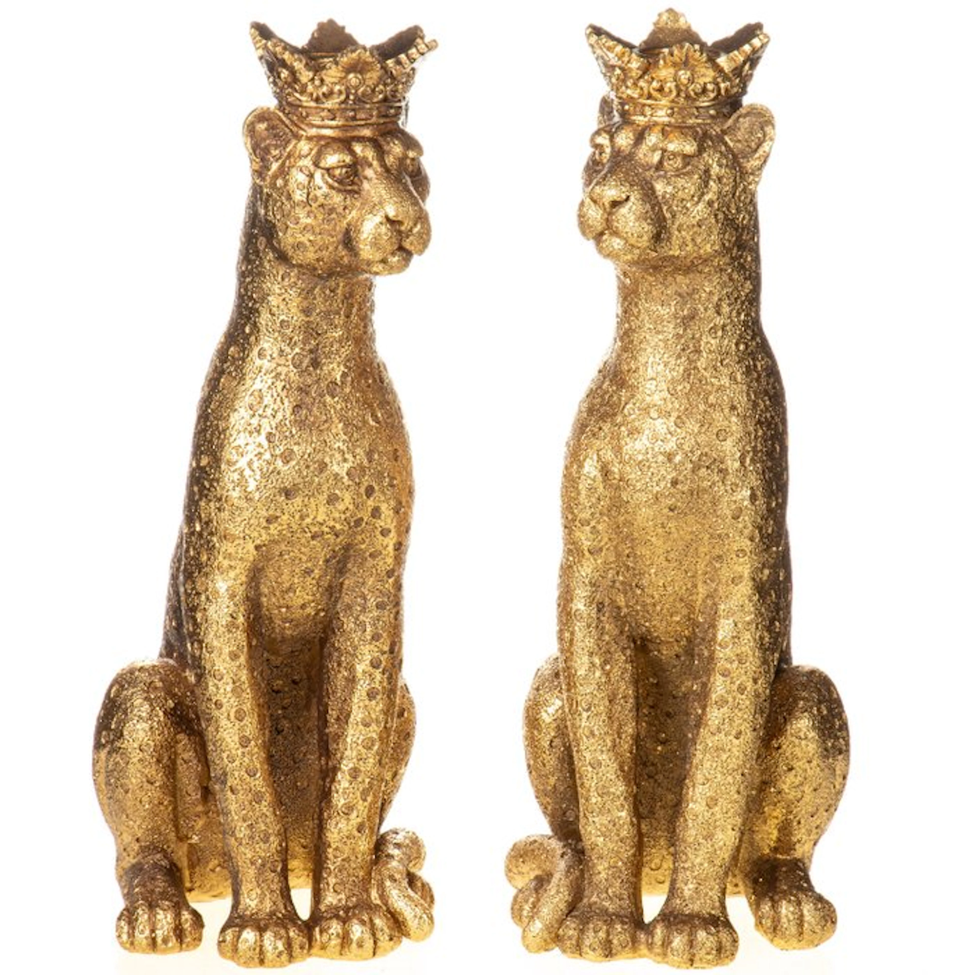 Figure - Couple of crowned leopards (2) - Resin