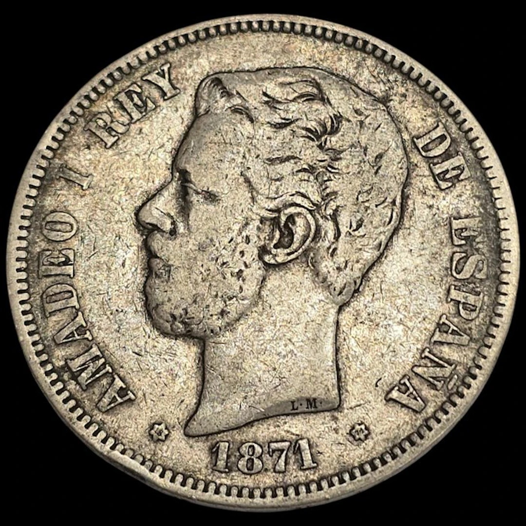Spain. Amadeo I. 5 Pesetas 1871 SDM *18-71* (No reserve price)