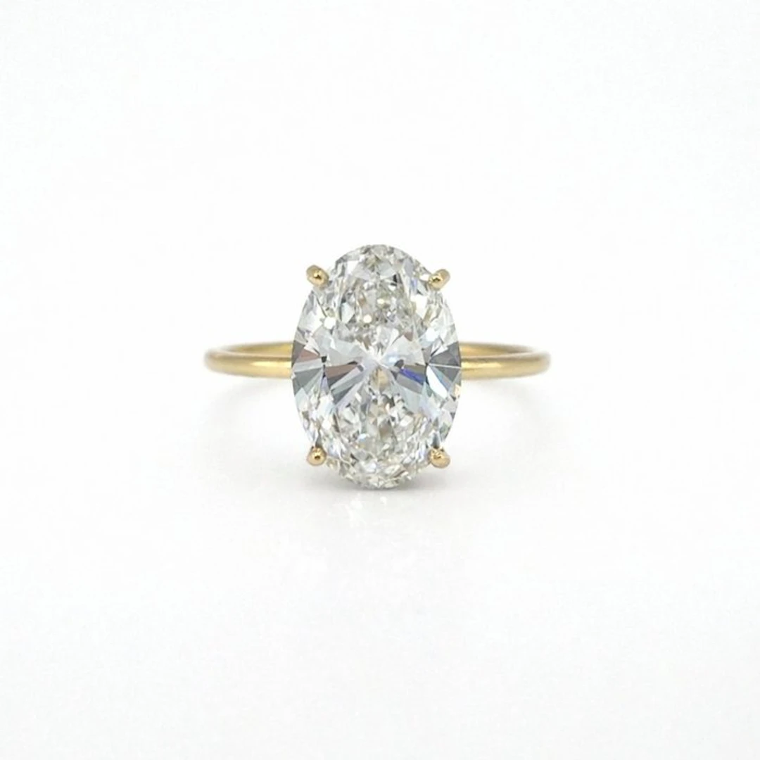 No reserve price - Ring - 14 kt. Yellow gold - 5.10ct. tw. Diamond (Lab-grown)