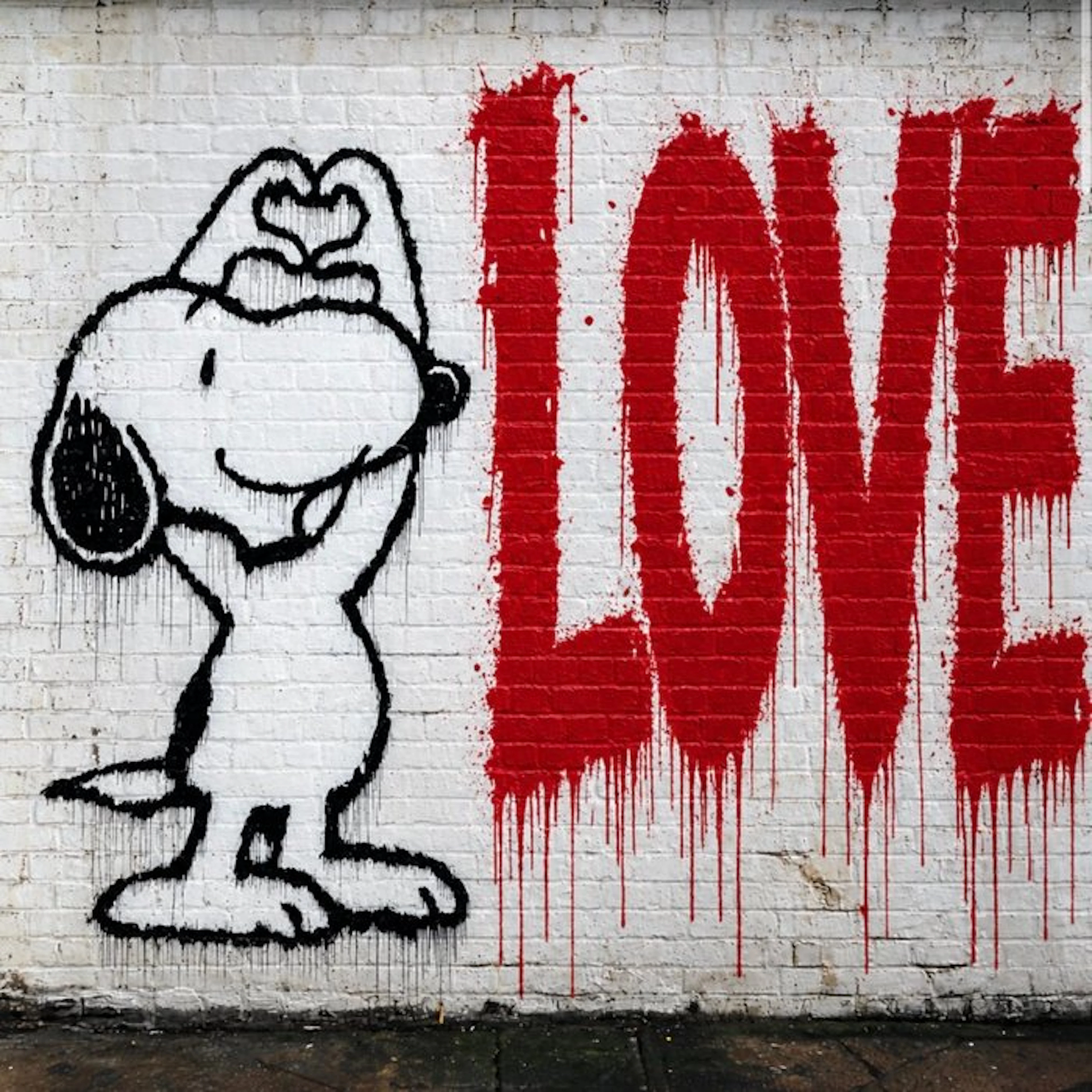 EMIR BERCUTTE - SNOPPY STREET ART LOVE 12 - Toile L -LIMITED EDITION