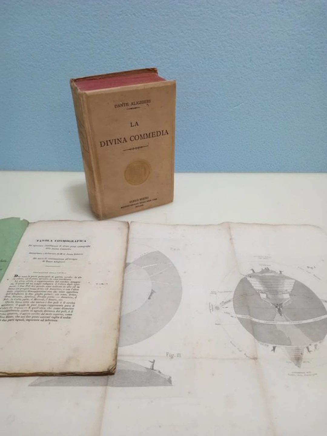 Dante Alighieri (1265-1321) - Tavola cosmografica La Divina Commedia - 1843