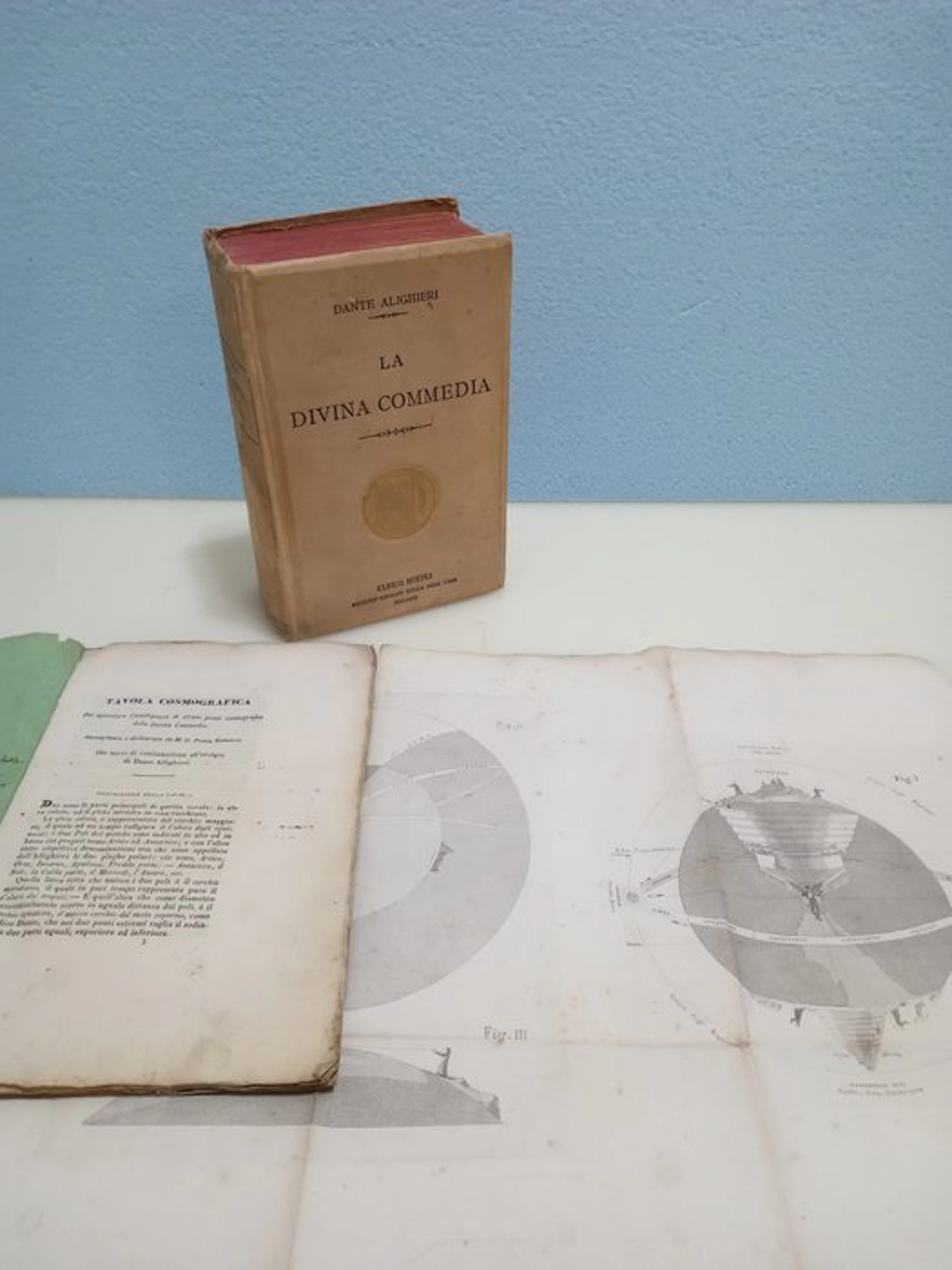Dante Alighieri (1265-1321) - Tavola cosmografica La Divina Commedia - 1843