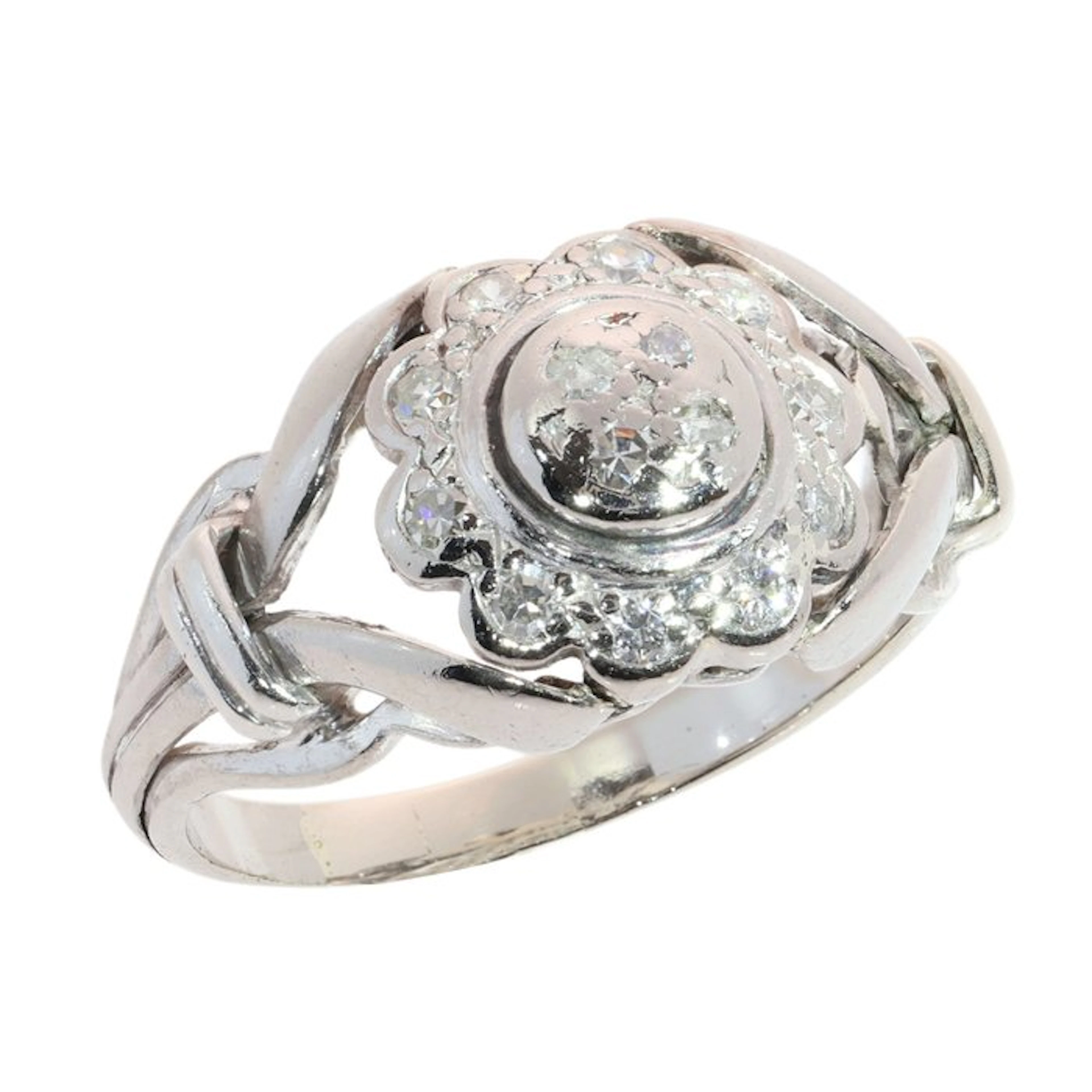 Ring - 18 kt. White gold - 0.42ct. tw. - Diamond - Vintage 1950