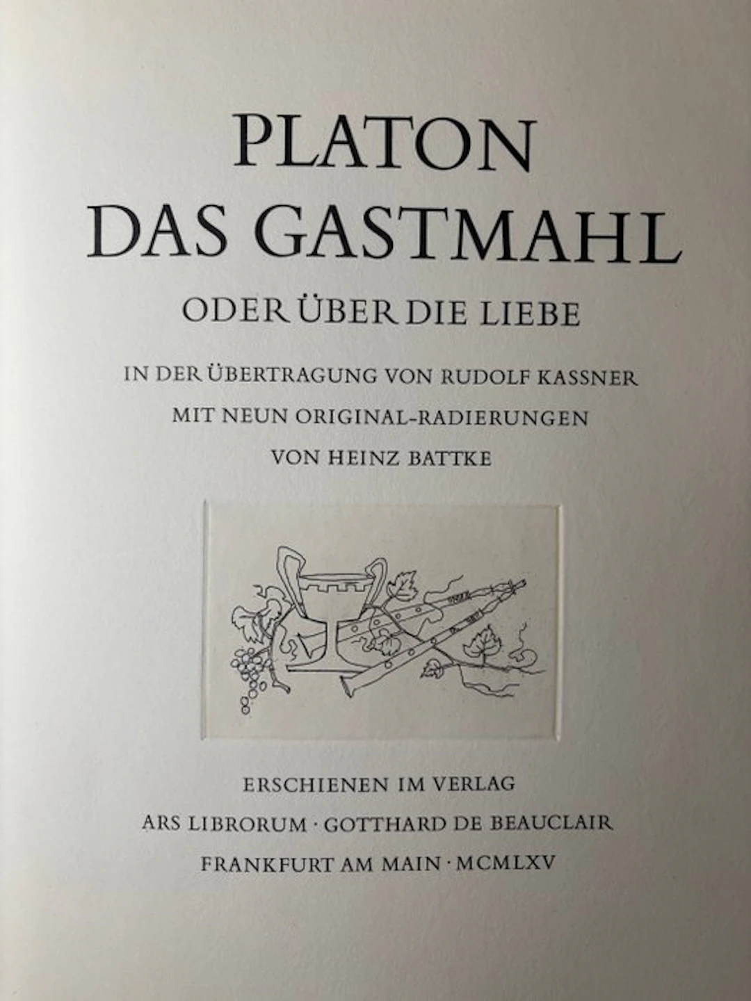 Platon [Plato] / Rudolf Kassner (translation) / Heinz...