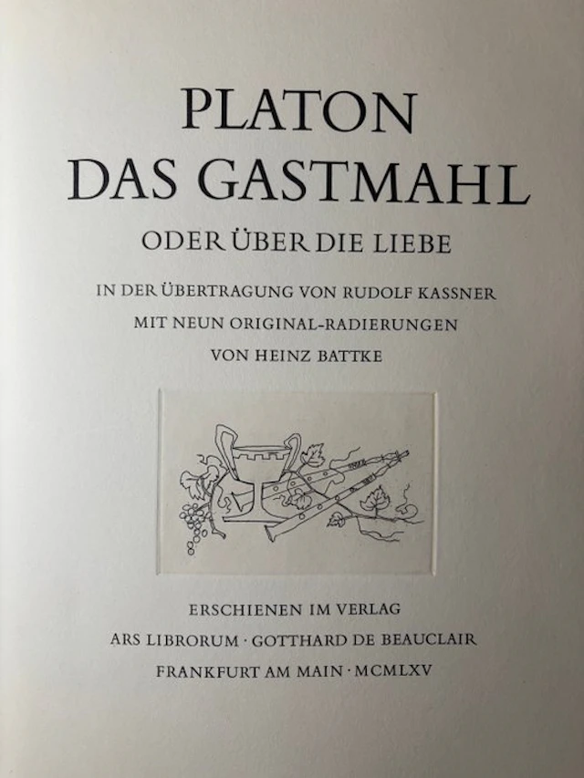 Platon [Plato] / Rudolf Kassner (translation) / Heinz...