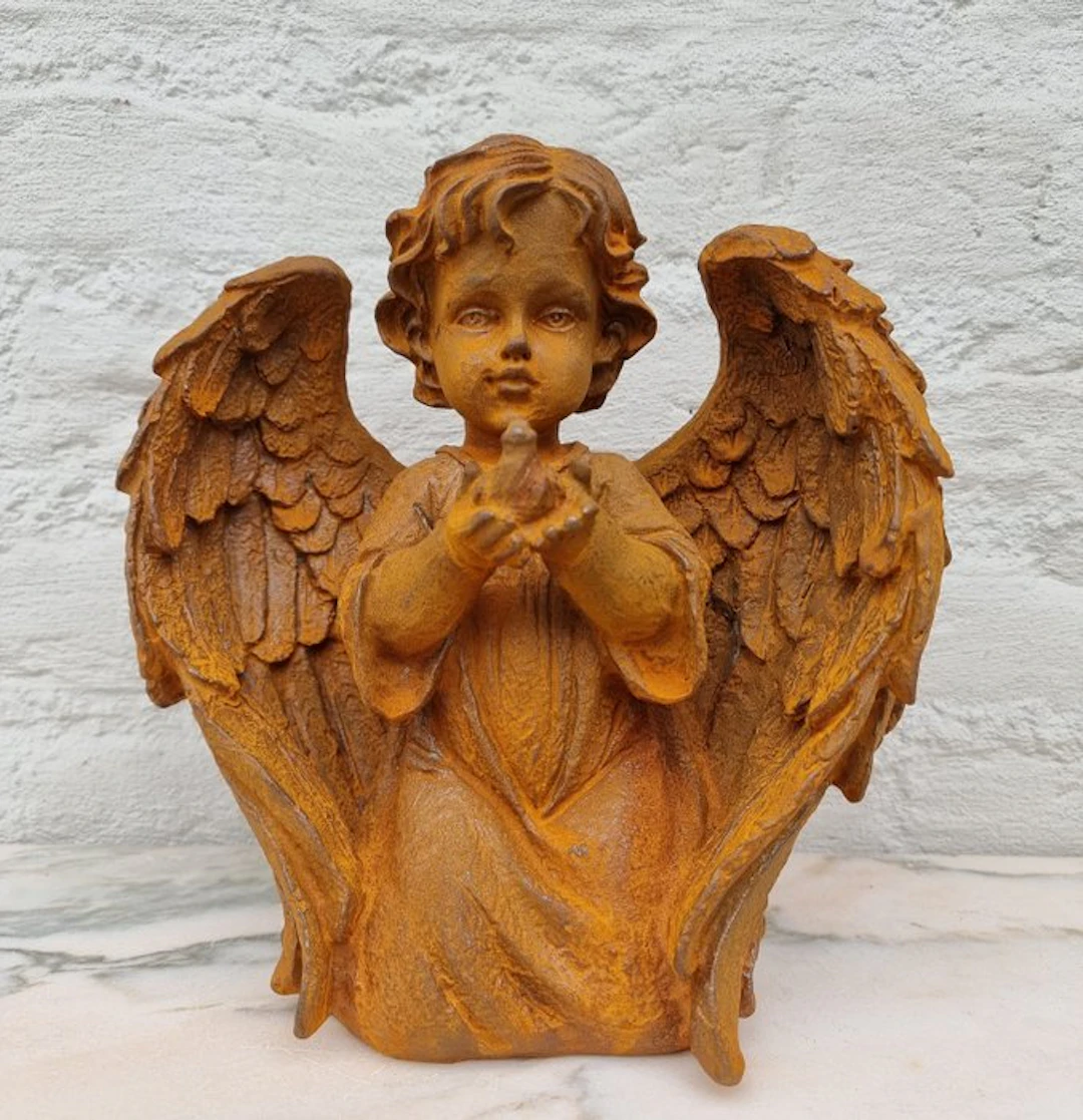 Sculpture, Praying Angel - 24 cm - Iron