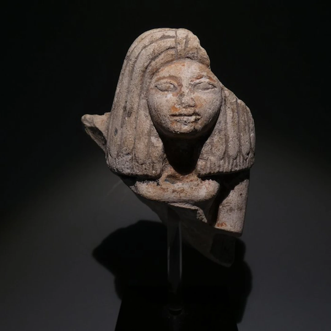 Ancient Egyptian Limestone Female bust culpture with text