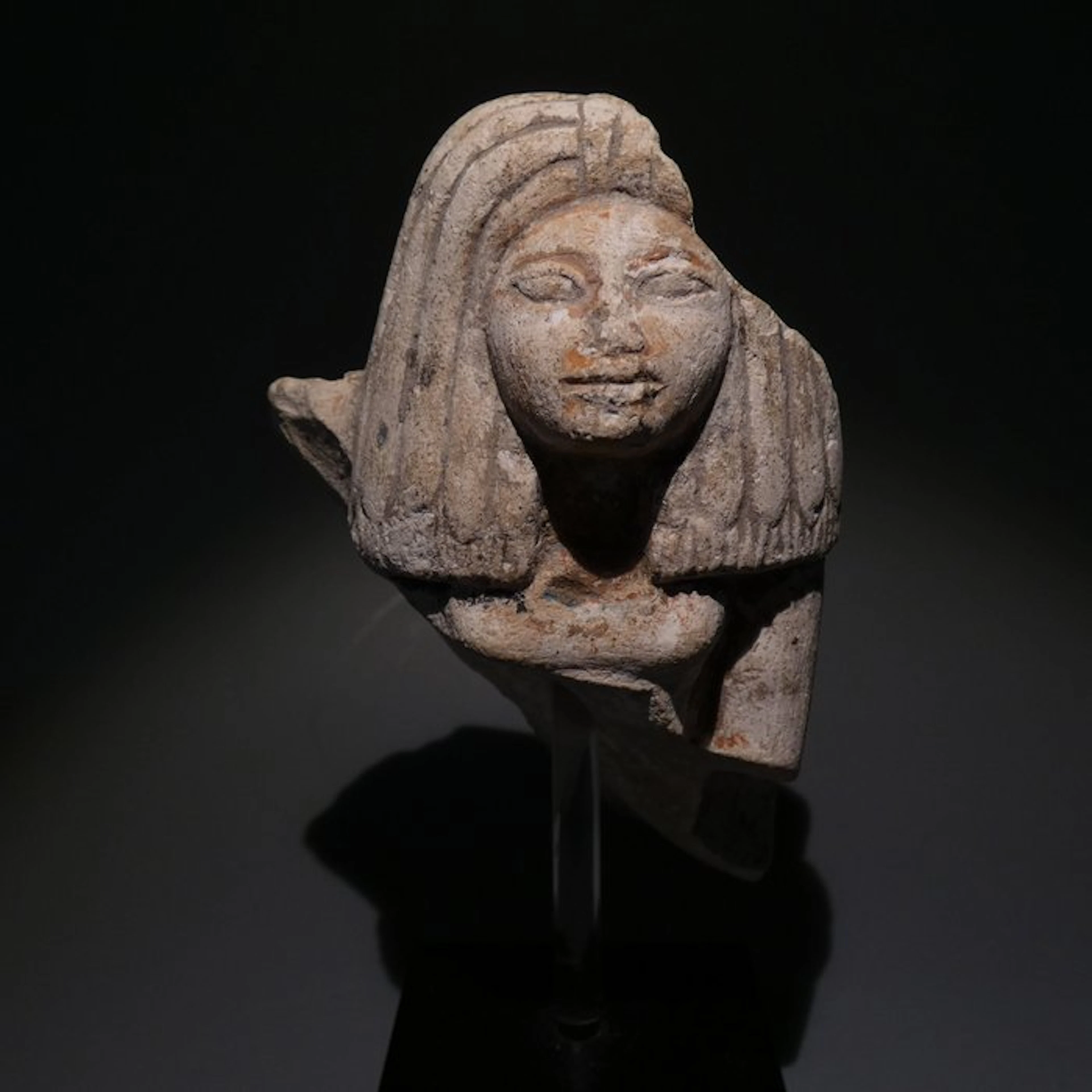 Ancient Egyptian Limestone Female bust culpture with text
