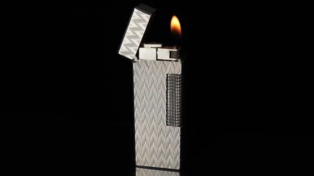 Dunhill - Chevron Pattern Rollagas Lighter - Lighter - Silver plated