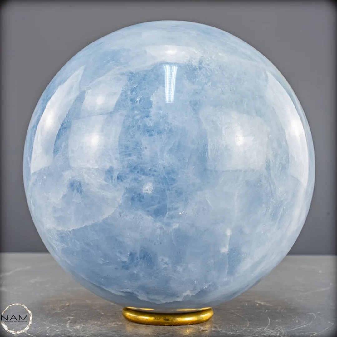 Natural blue calcite sphere from Madagascar – Gentle...