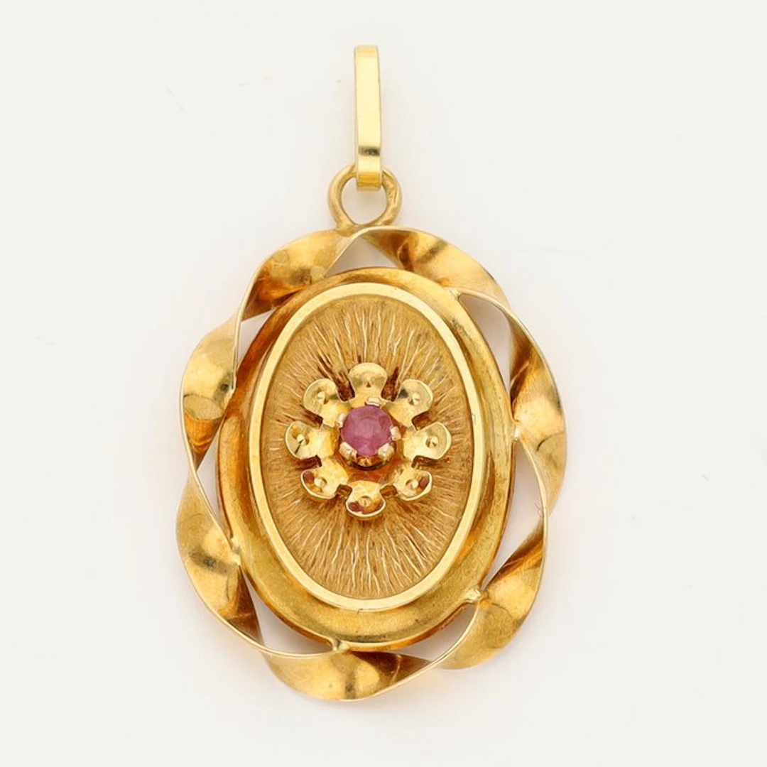 Pendant - 18 kt. Yellow gold - Spinel