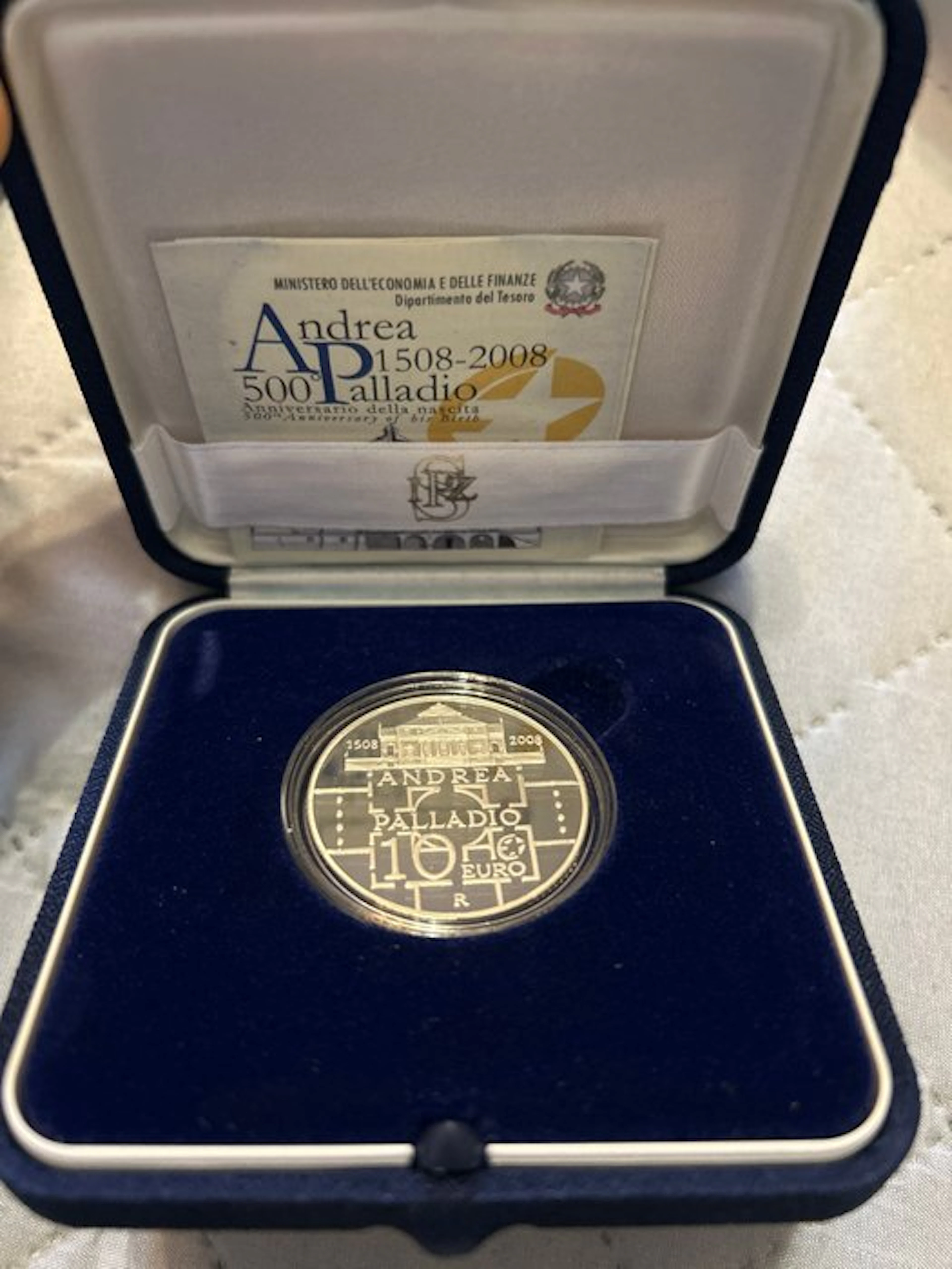 Italy. 10 Euro 2008 "Andrea Palladio" Proof (No reserve price)