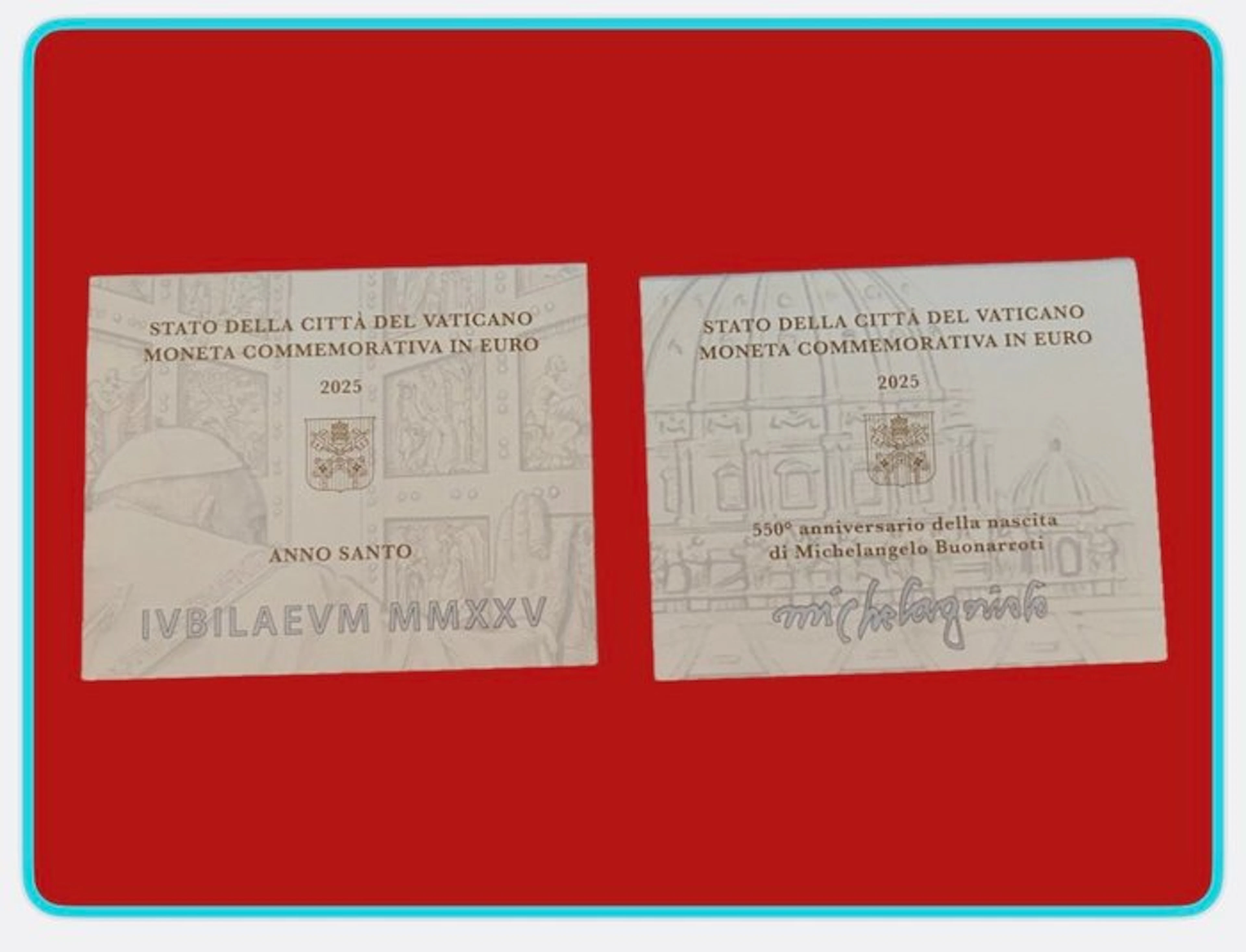 Vatican. 2 Euro 2025 "Anno Santo" + "Michelangelo" (2 coins) (No reserve price)