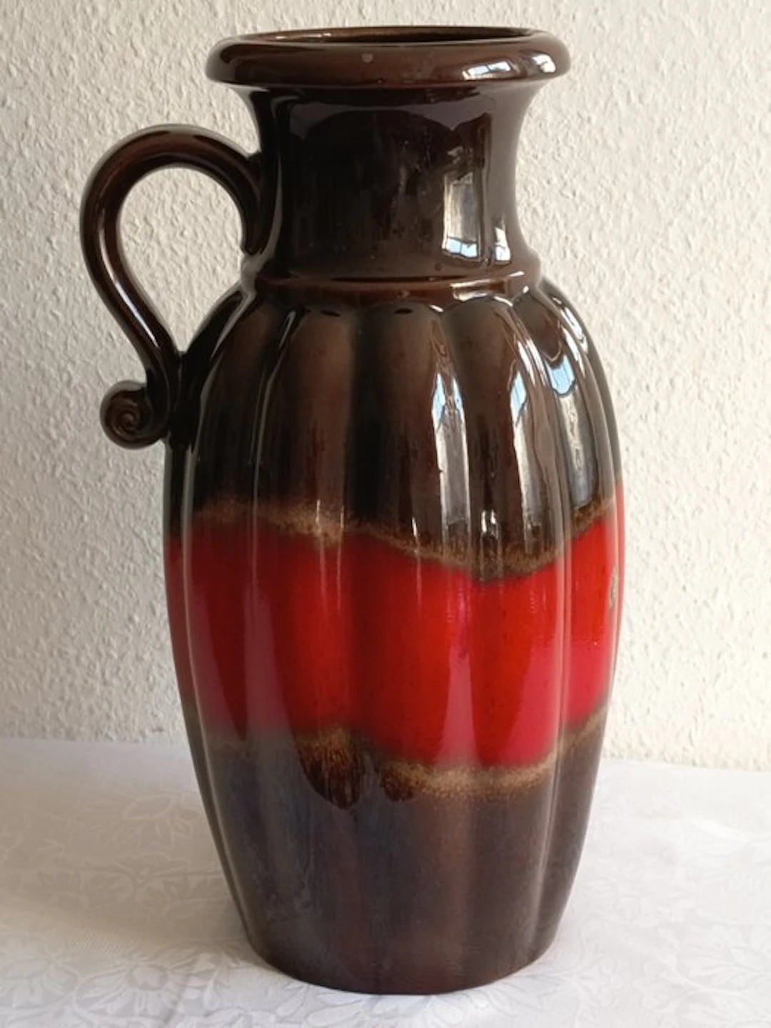 Fat-Lava Scheurich Keramik 492-44 – Große Vintage Bodenvase / Griffvase – W