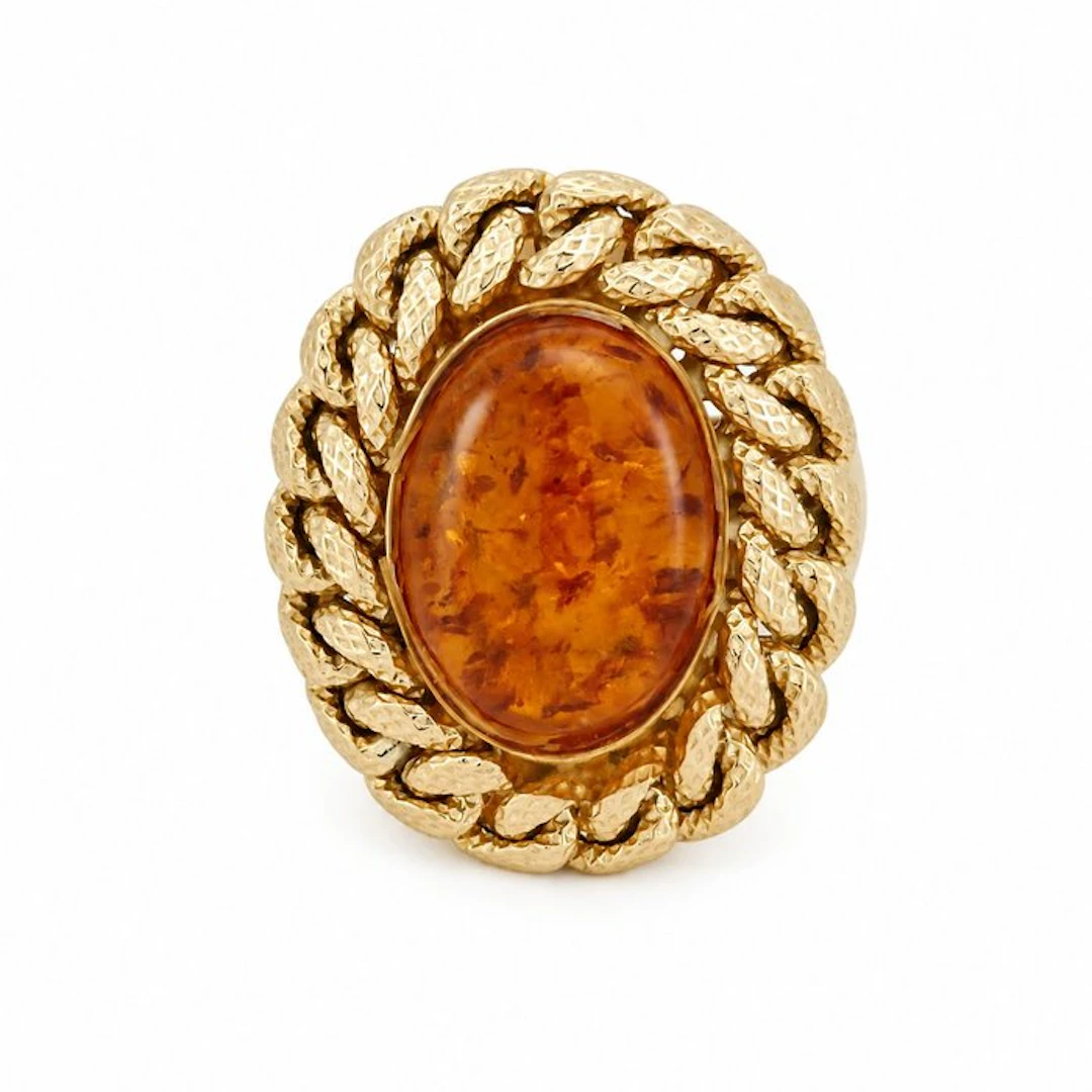 Ring - 18 kt. Yellow gold - 3.00ct. tw. Amber - Made in Italy - Handmade
