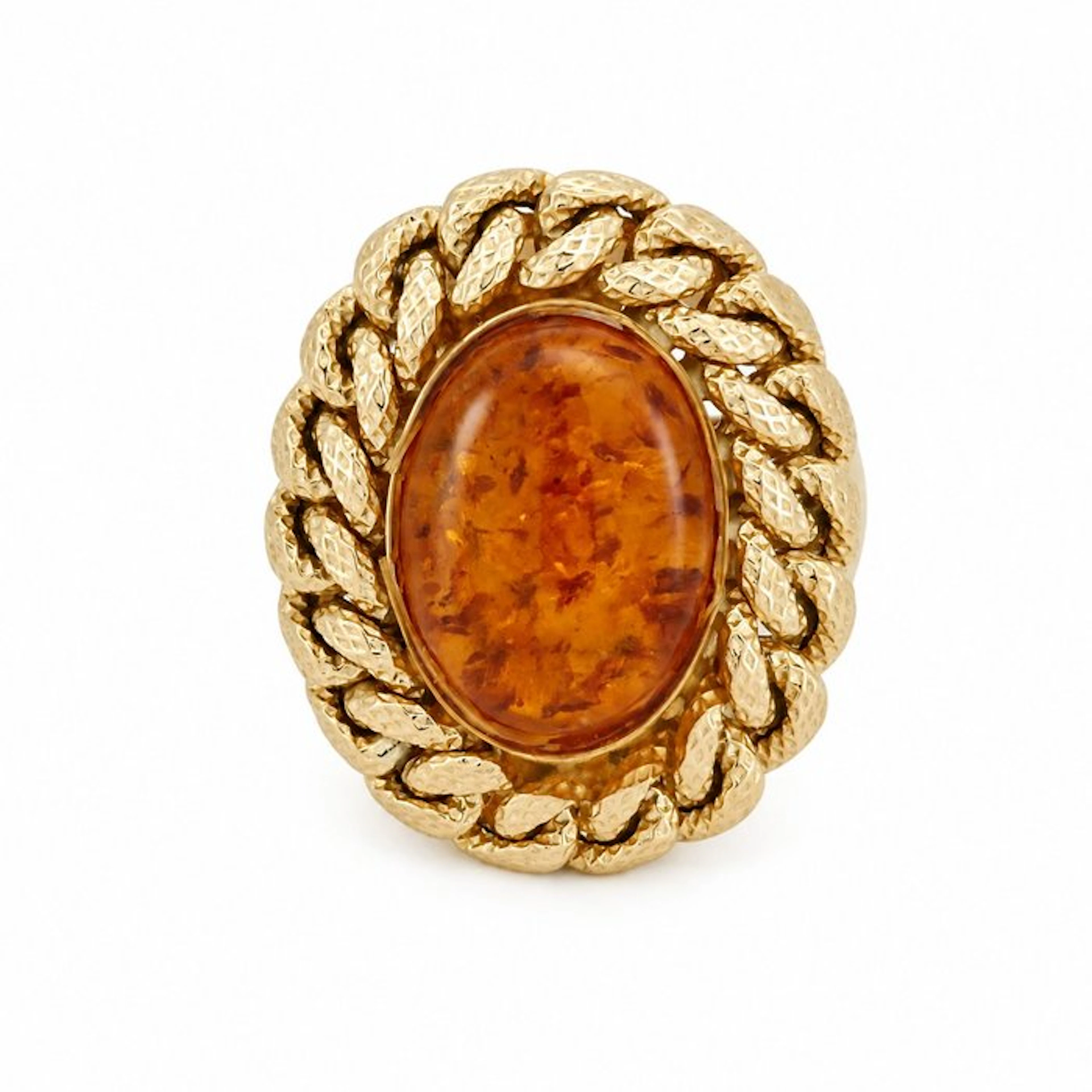 Ring - 18 kt. Yellow gold - 3.00ct. tw. Amber - Made in Italy - Handmade