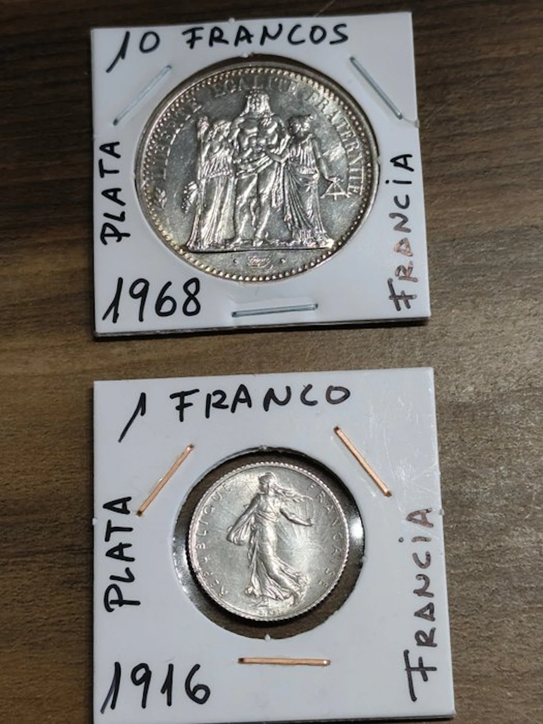 France. Lote de 2 monedas de plata, 1916/1968 (No reserve price)