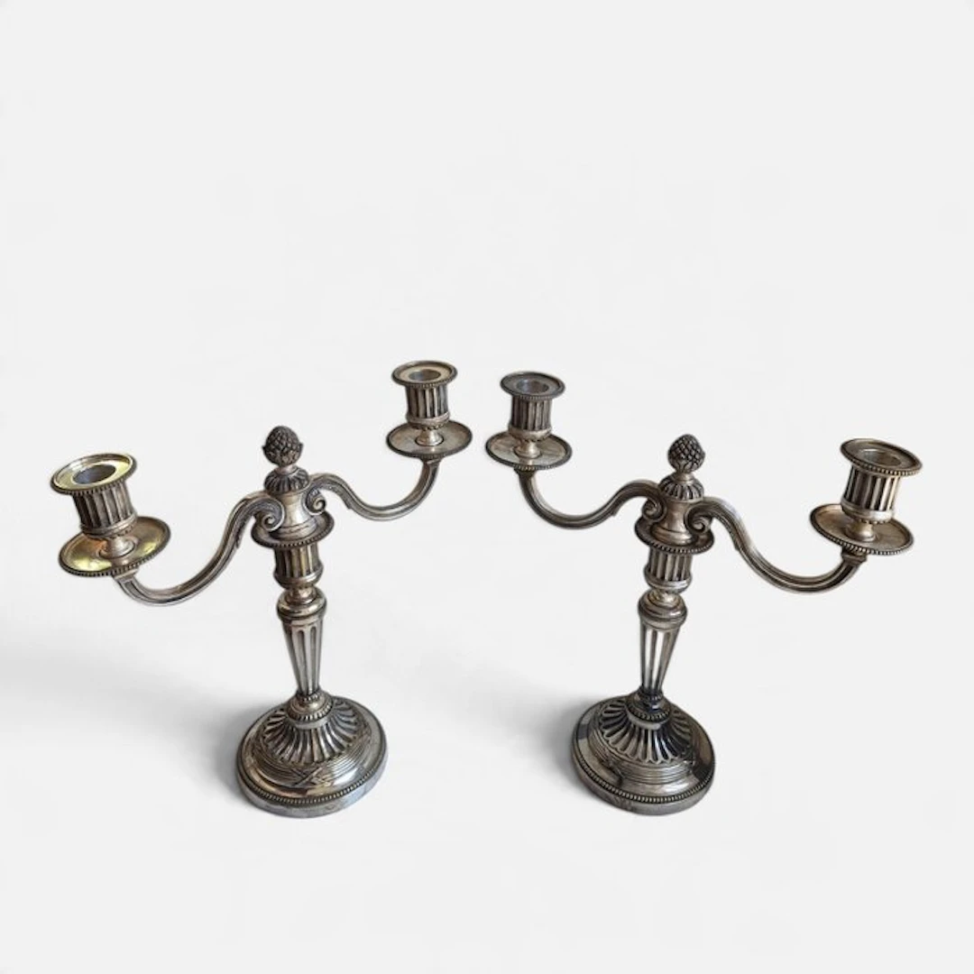 Léon Lapar - Candelabrum (2) - Silvered bronze, Gilt bronze