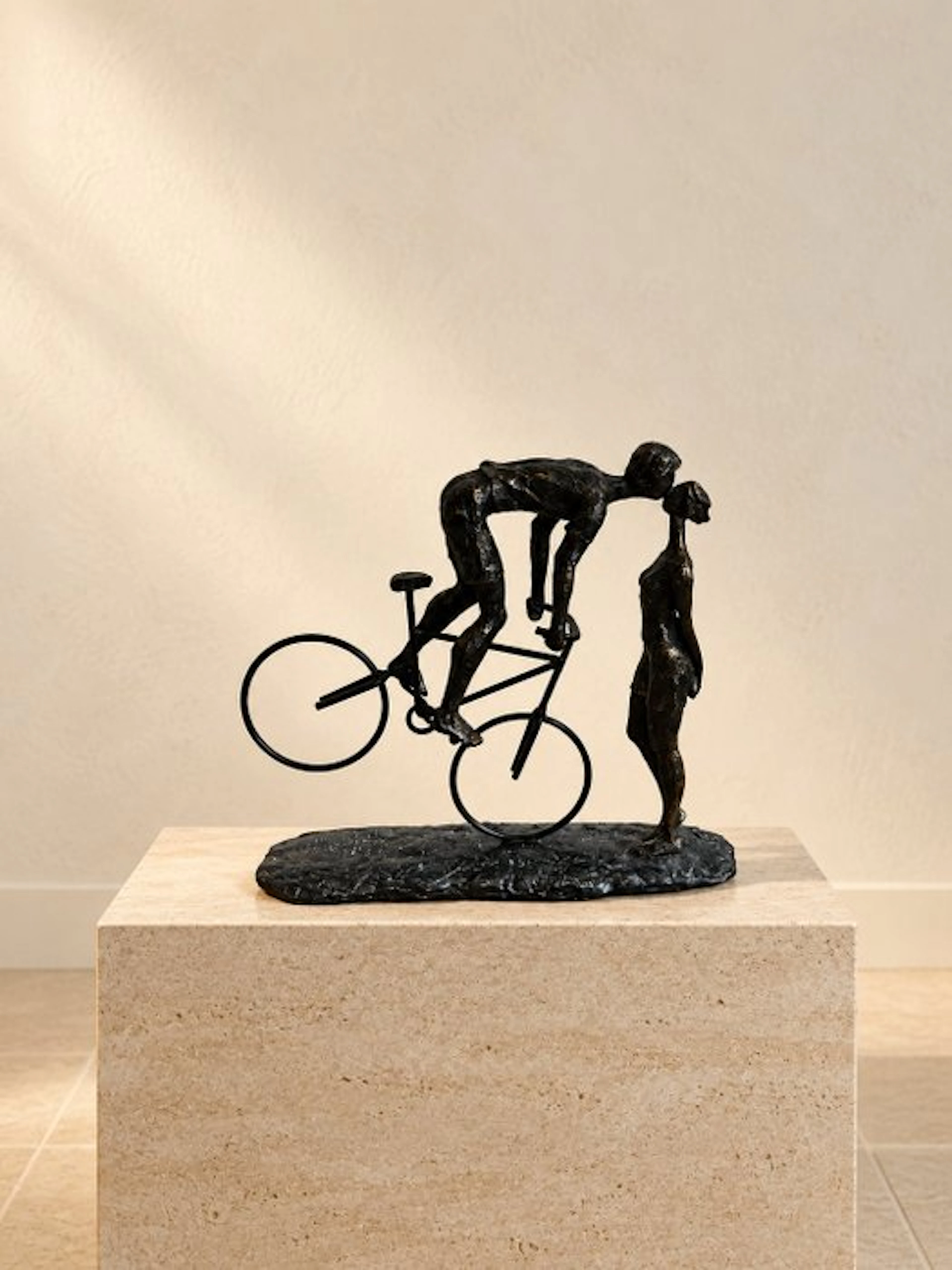 Sculpture, Samen op weg – Romantisch - Handgemaakt - 30 cm - Resin, Metal