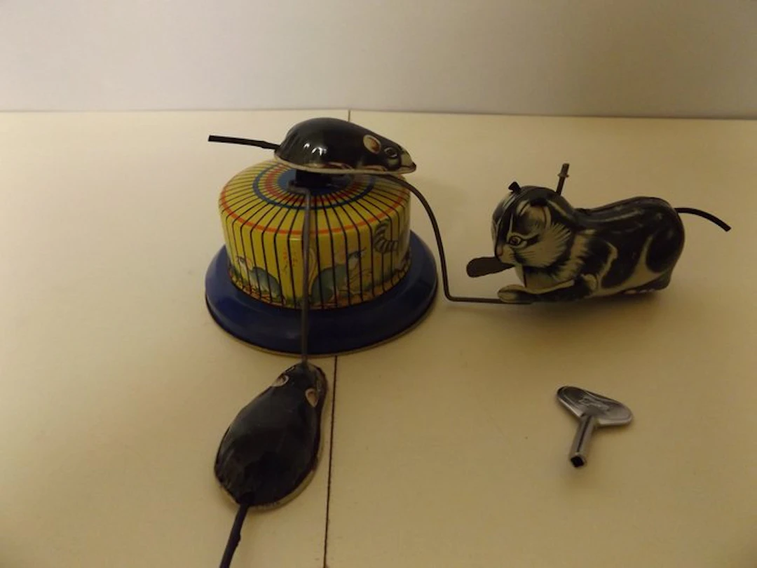 EHN Emil Hausmann - Kitty and Mickey - Wind-up tin toy - 1950-1959 - Germany
