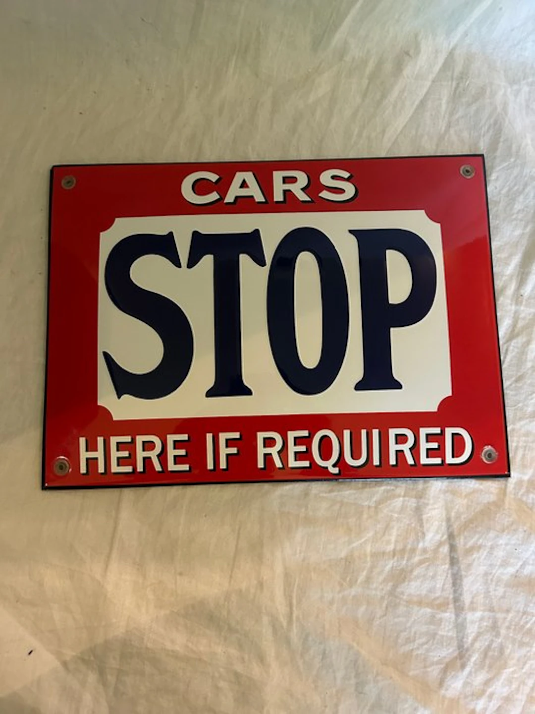Enamel sign - Cars Stop - Enamel sign - Enamel