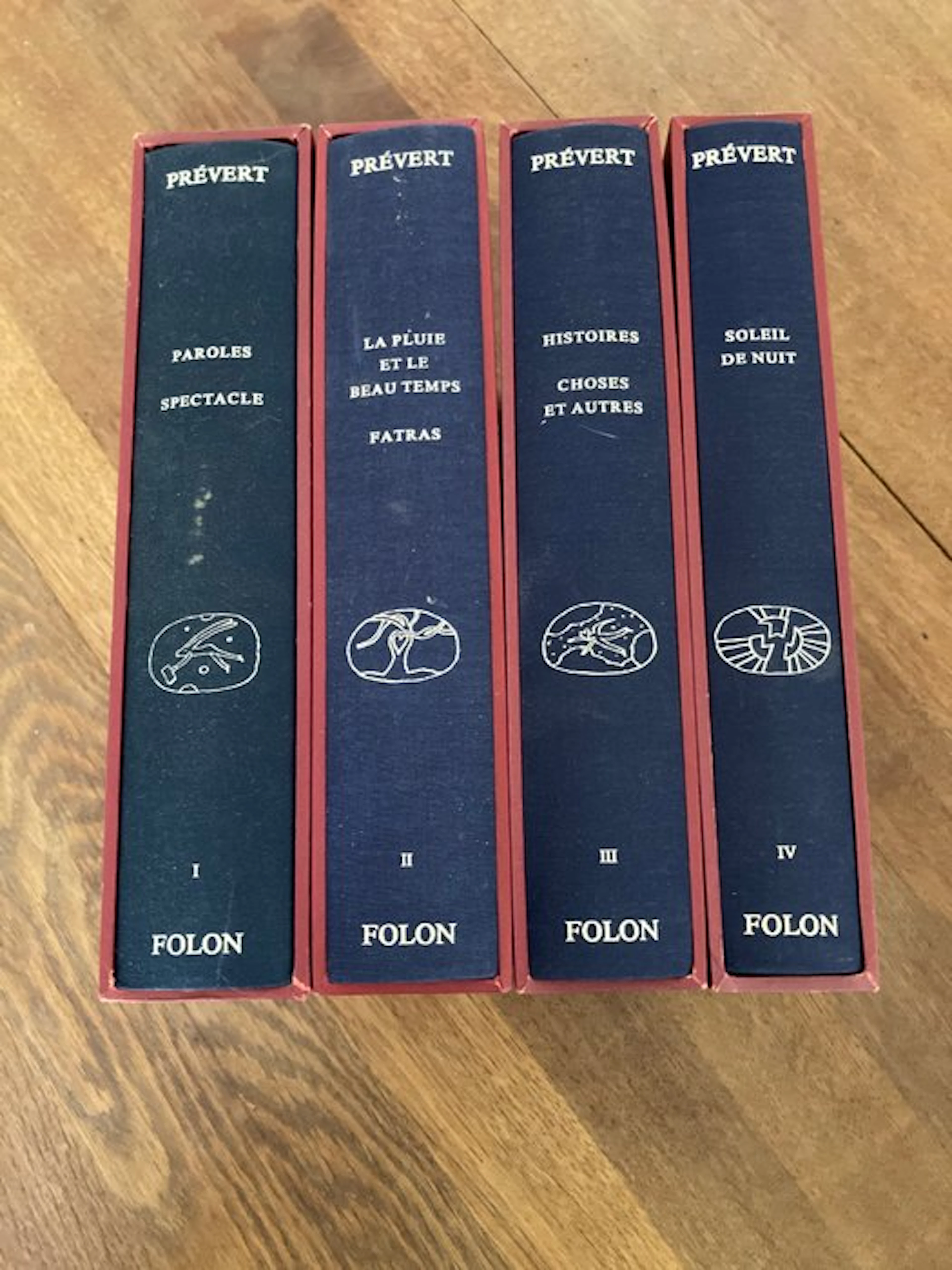 Jacques Prévert - Folon - Oeuvres en 4 volumes - 1983