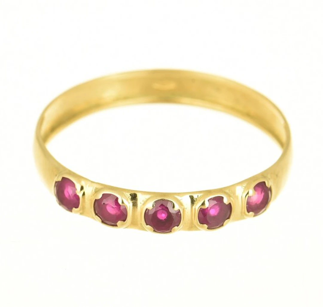 No reserve price - Ring - 14 kt. Yellow gold Ruby