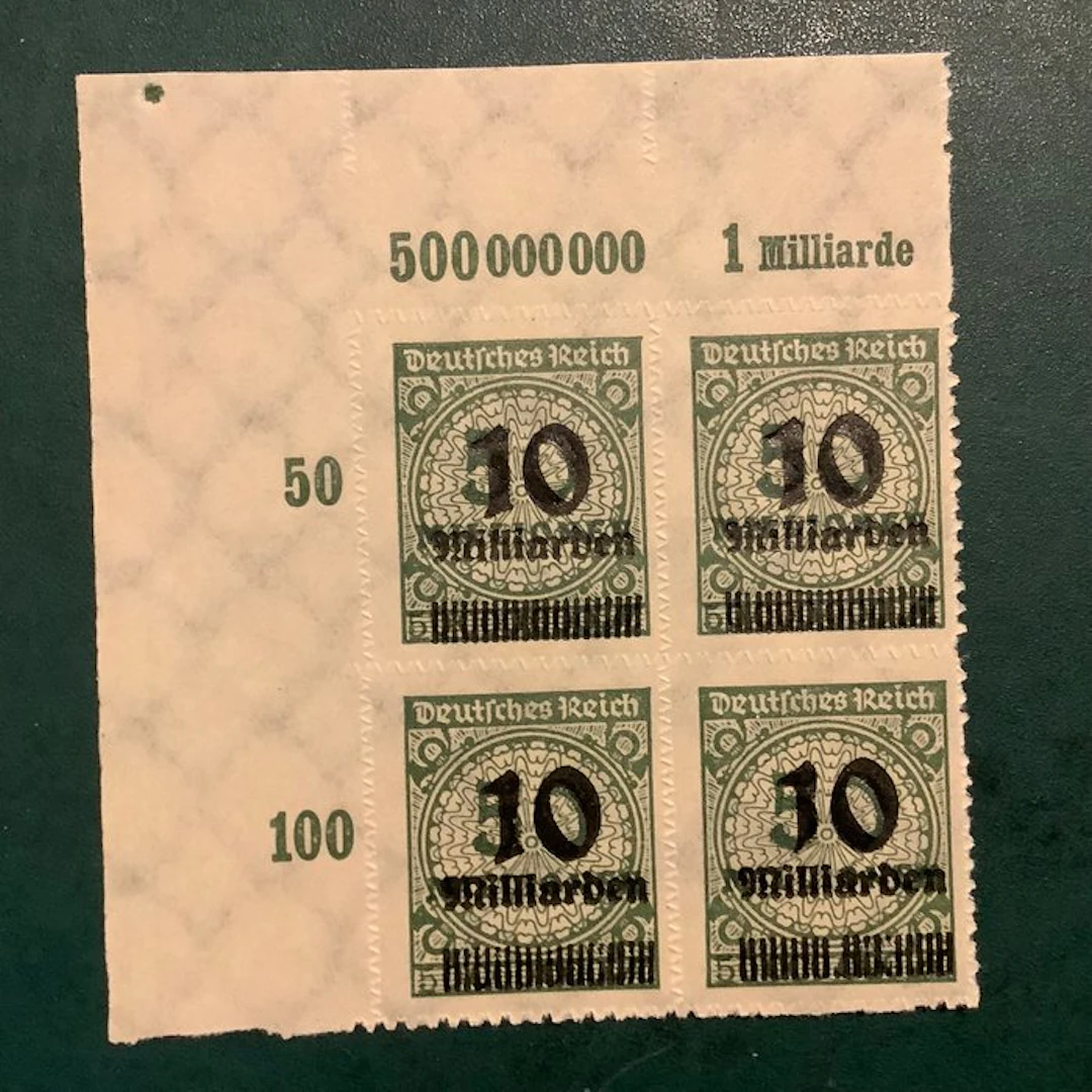 German Empire 1923 - 10 billion in blocks of four and OR...