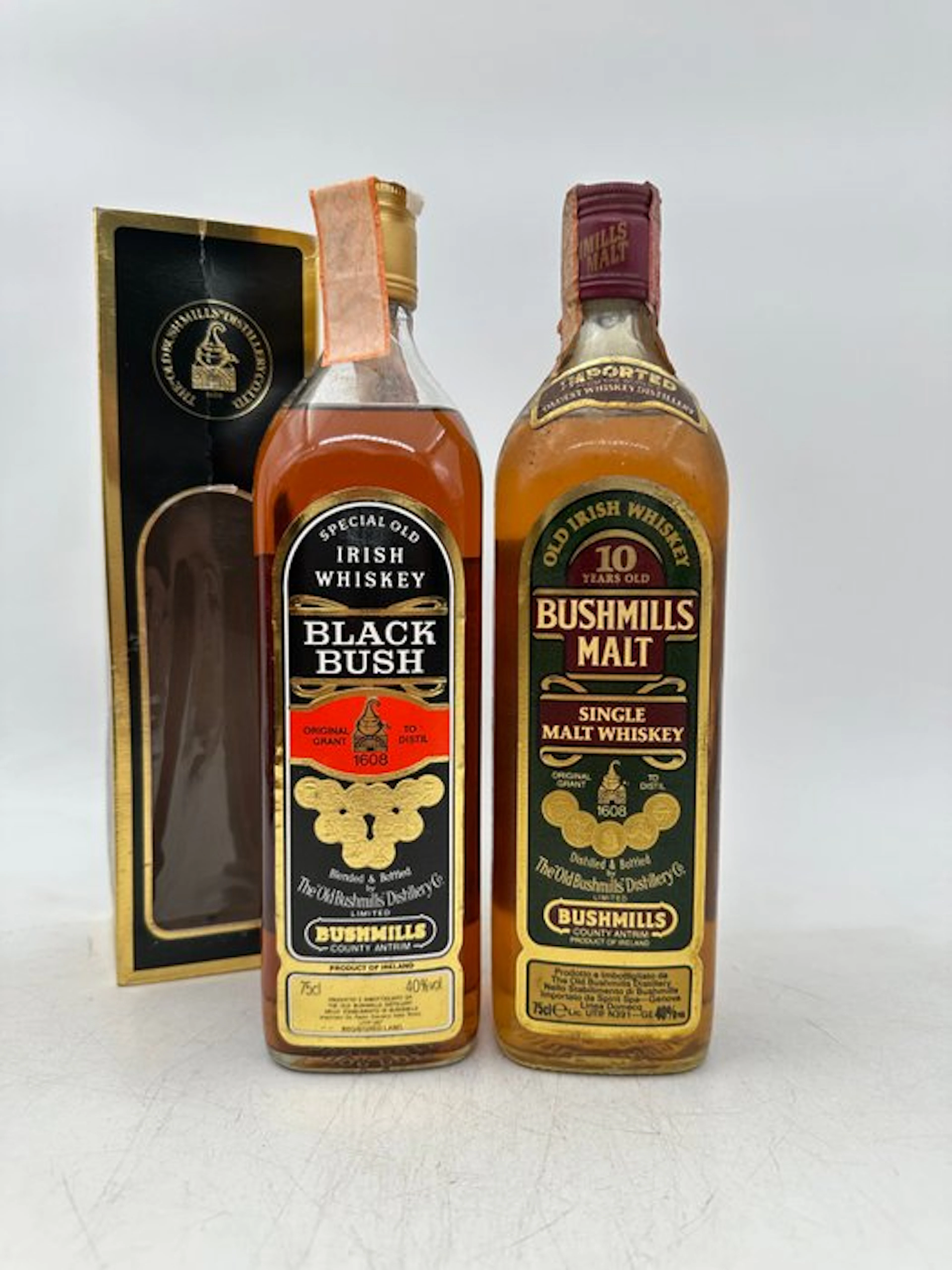 Bushmills - Black Bush & 10yo - b. 1980s - 75cl - 2 bottles