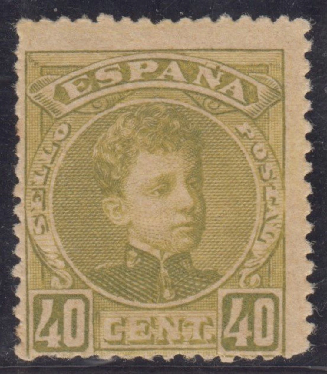 Spain 1901/1905 - Alfonso XIII. Cadet Type. 40 cents, olive. - Edifil 250