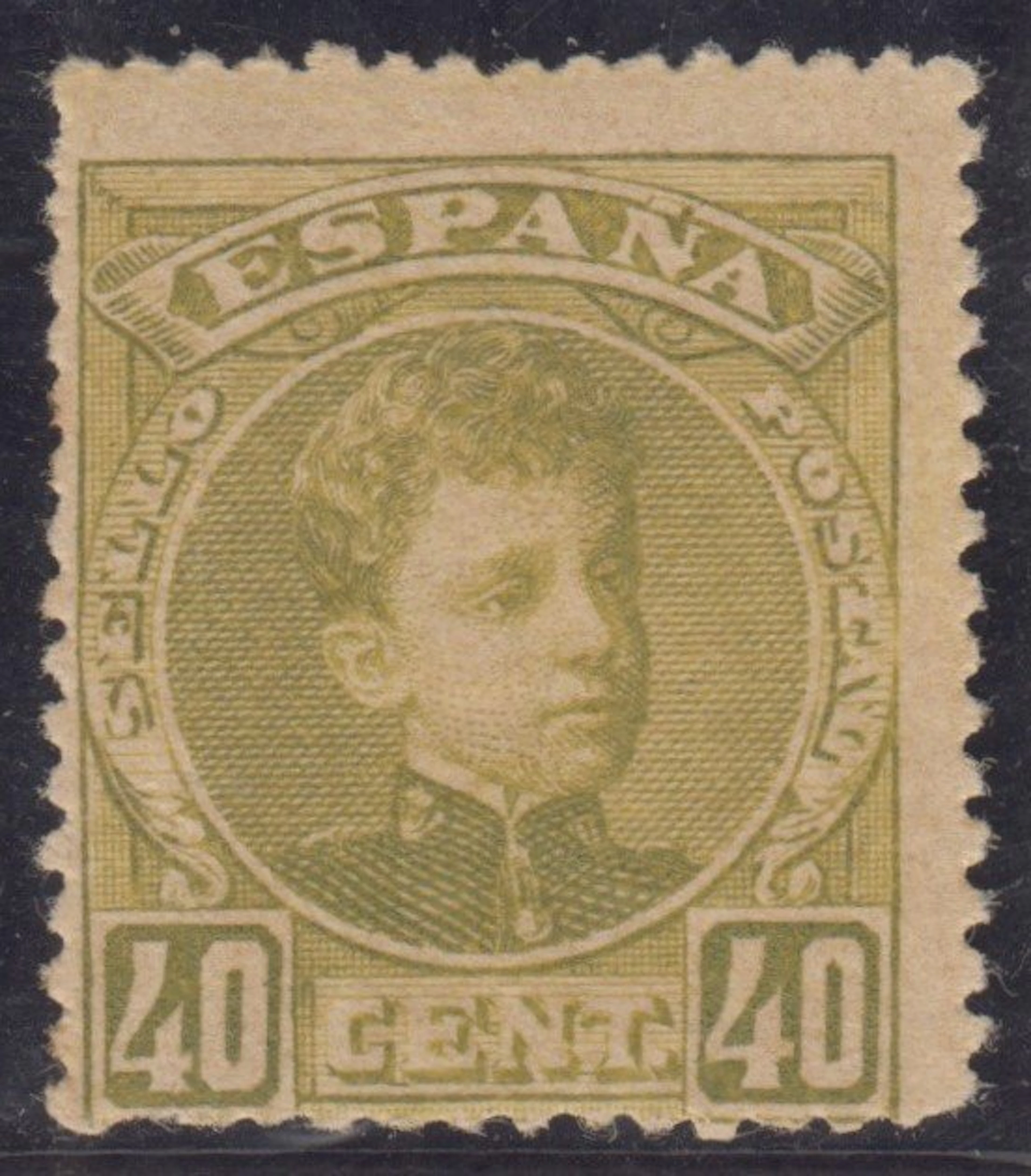 Spain 1901/1905 - Alfonso XIII. Cadet Type. 40 cents, olive. - Edifil 250