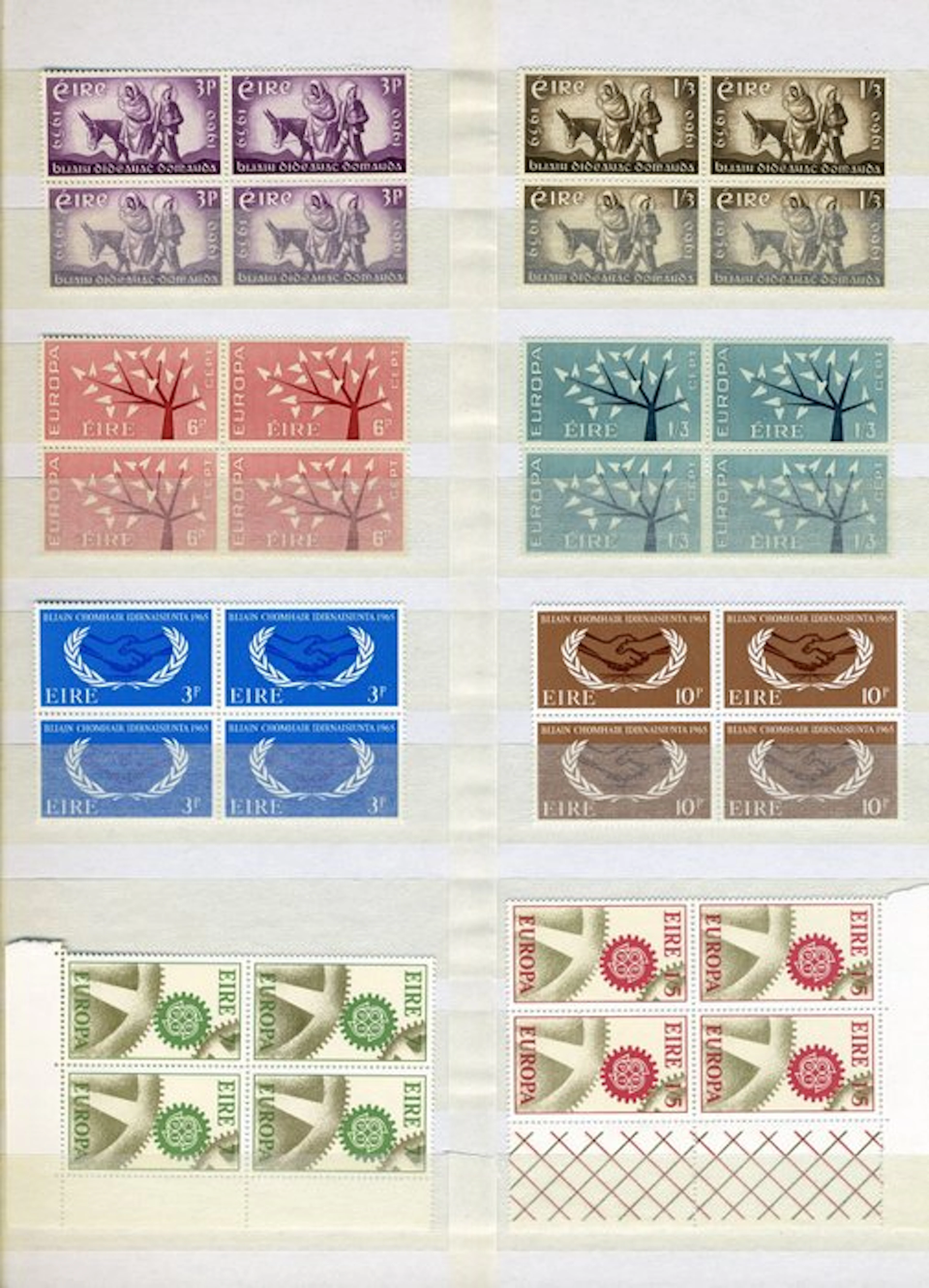 Ireland 1960/1989 - Collection of blocks of 4 in a stockbook