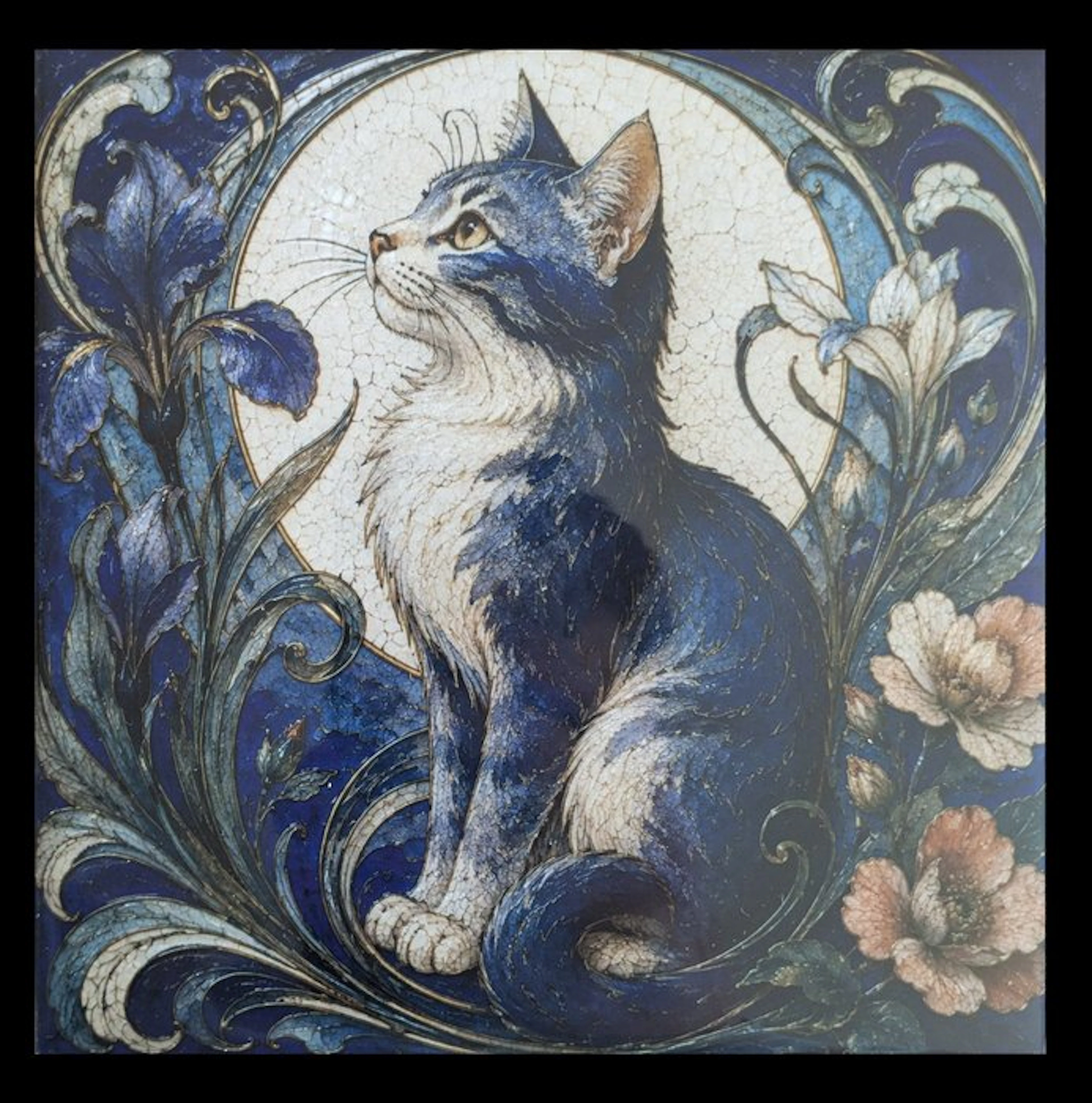 Galerie Teejo - TEEJO - ART TILES – ART NOUVEAU - CHATON - Céramique brilant