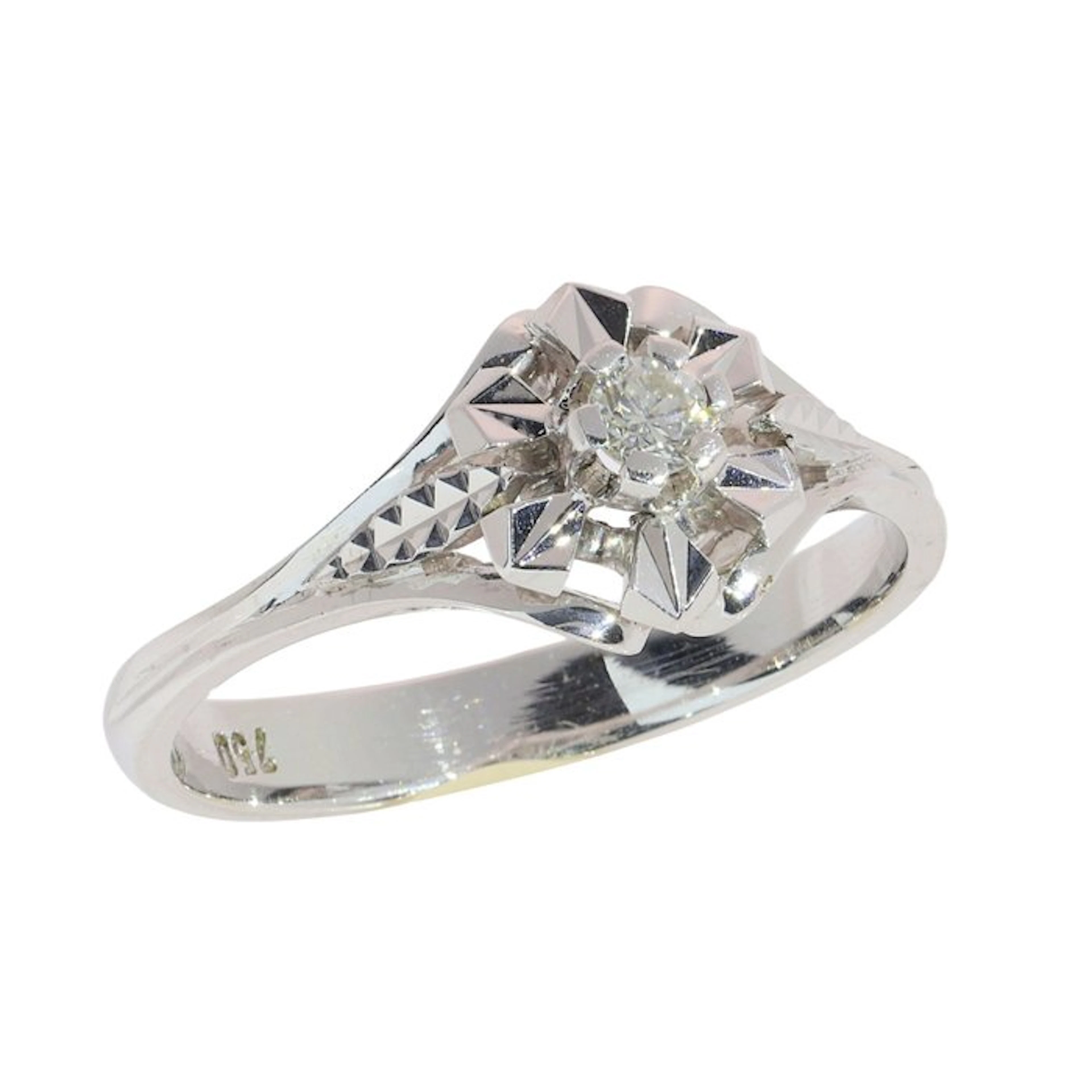 No reserve price - Ring - 18 kt. White gold - Diamond - Vintage 1970