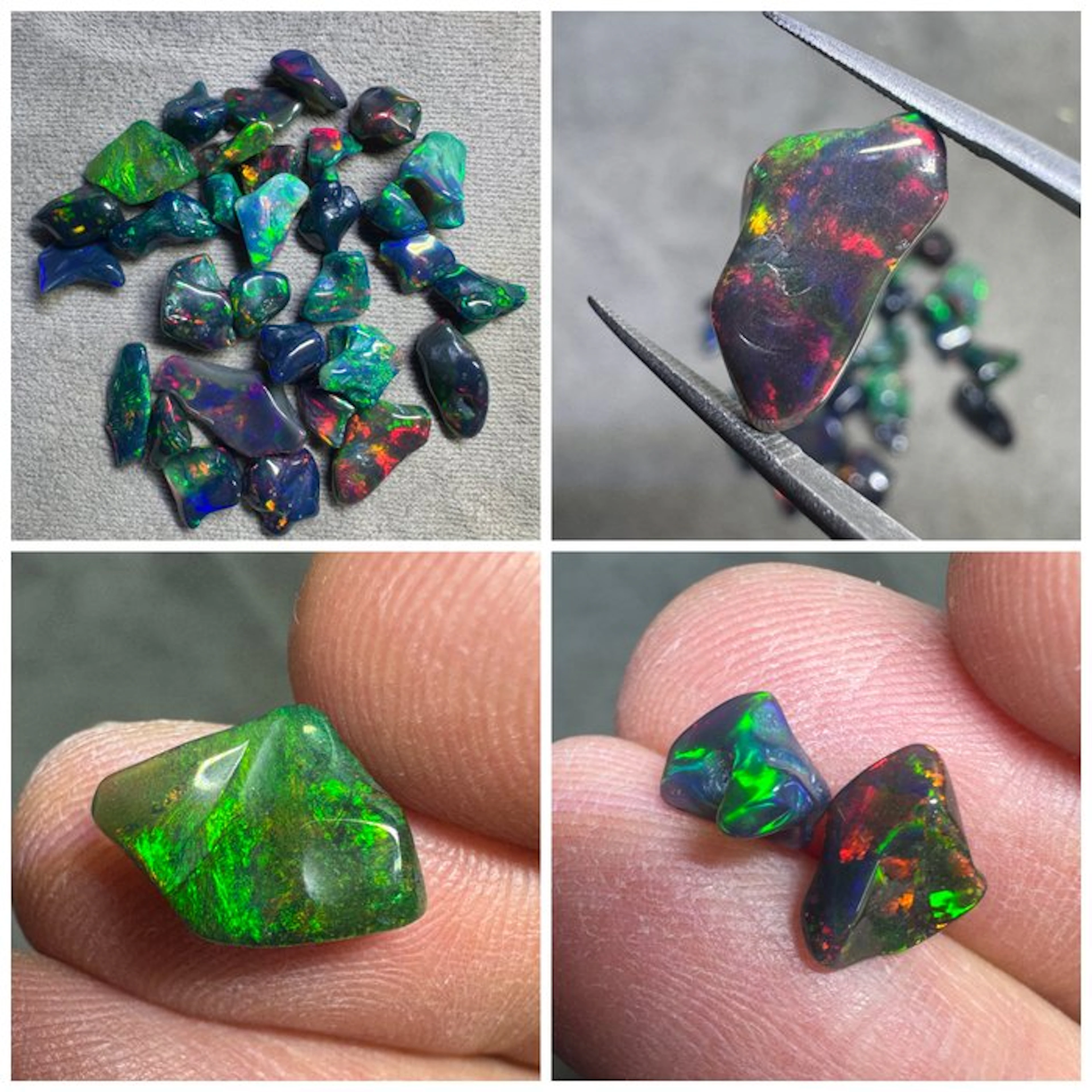 Lot of 50 ct of raw and polished black opals from Ethiopia - No reserve! Brutes