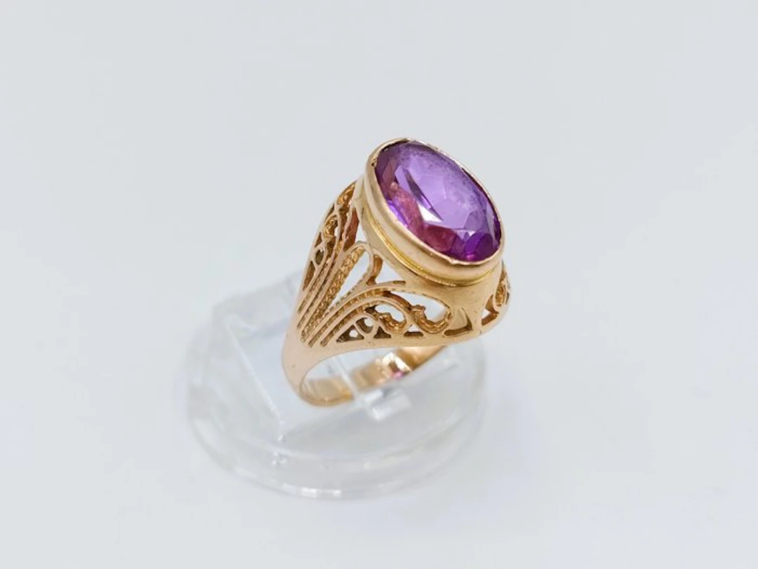 Ring - 14 kt. Rose gold Amethyst