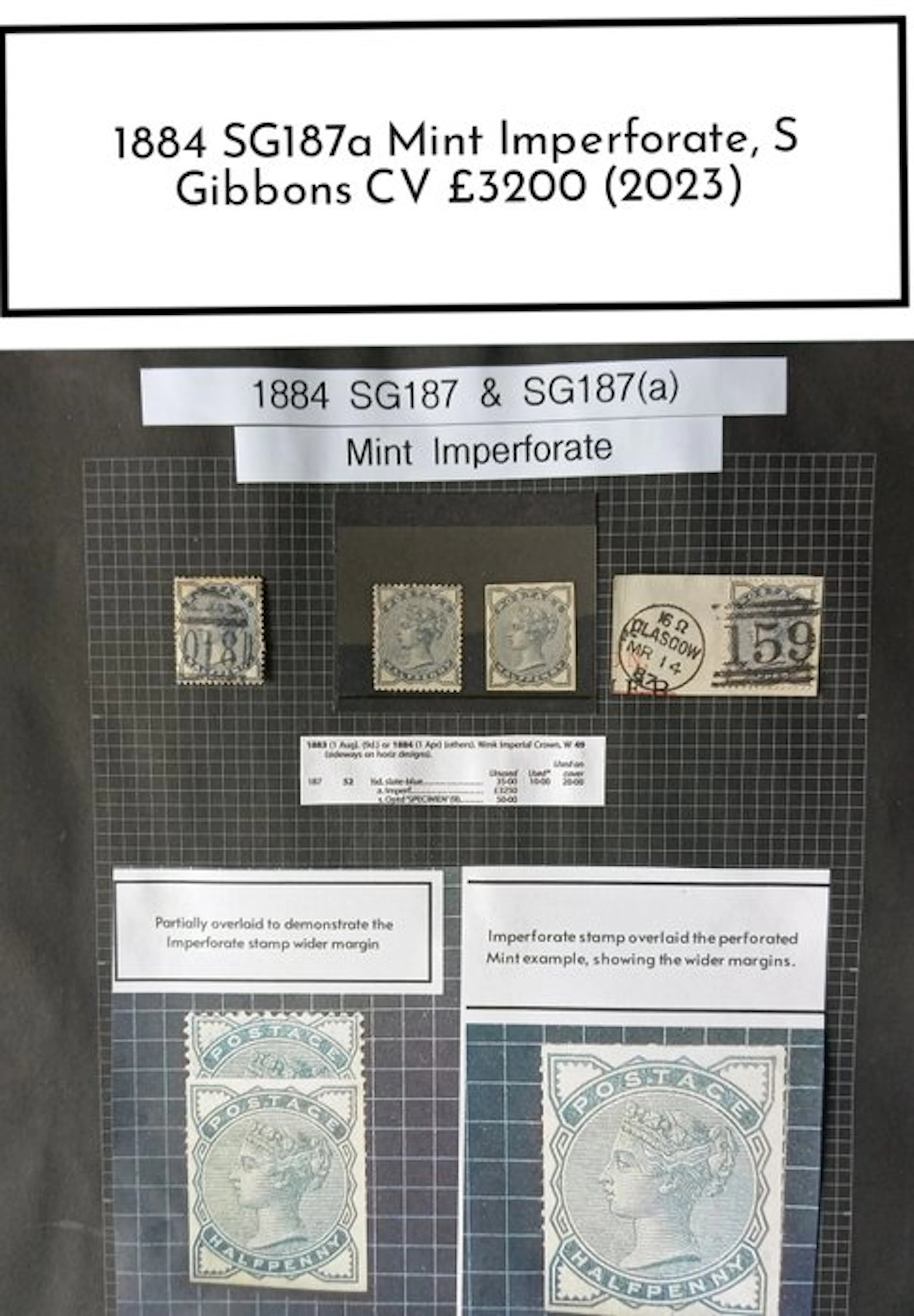 Great Britain - 1884 Halfpenny Slate Blue SG187a MINT Imperforate