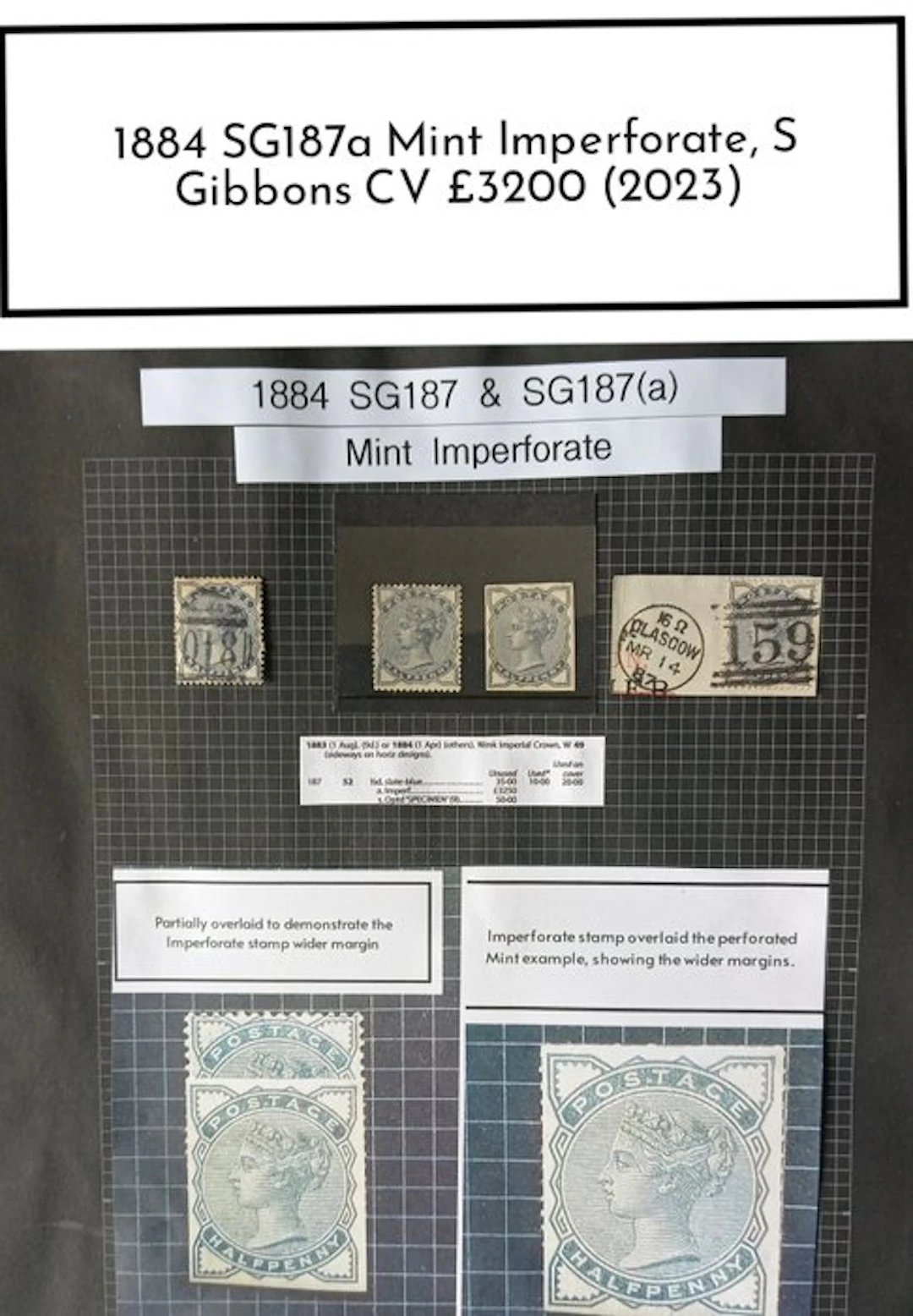 Great Britain - 1884 Halfpenny Slate Blue SG187a MINT Imperforate