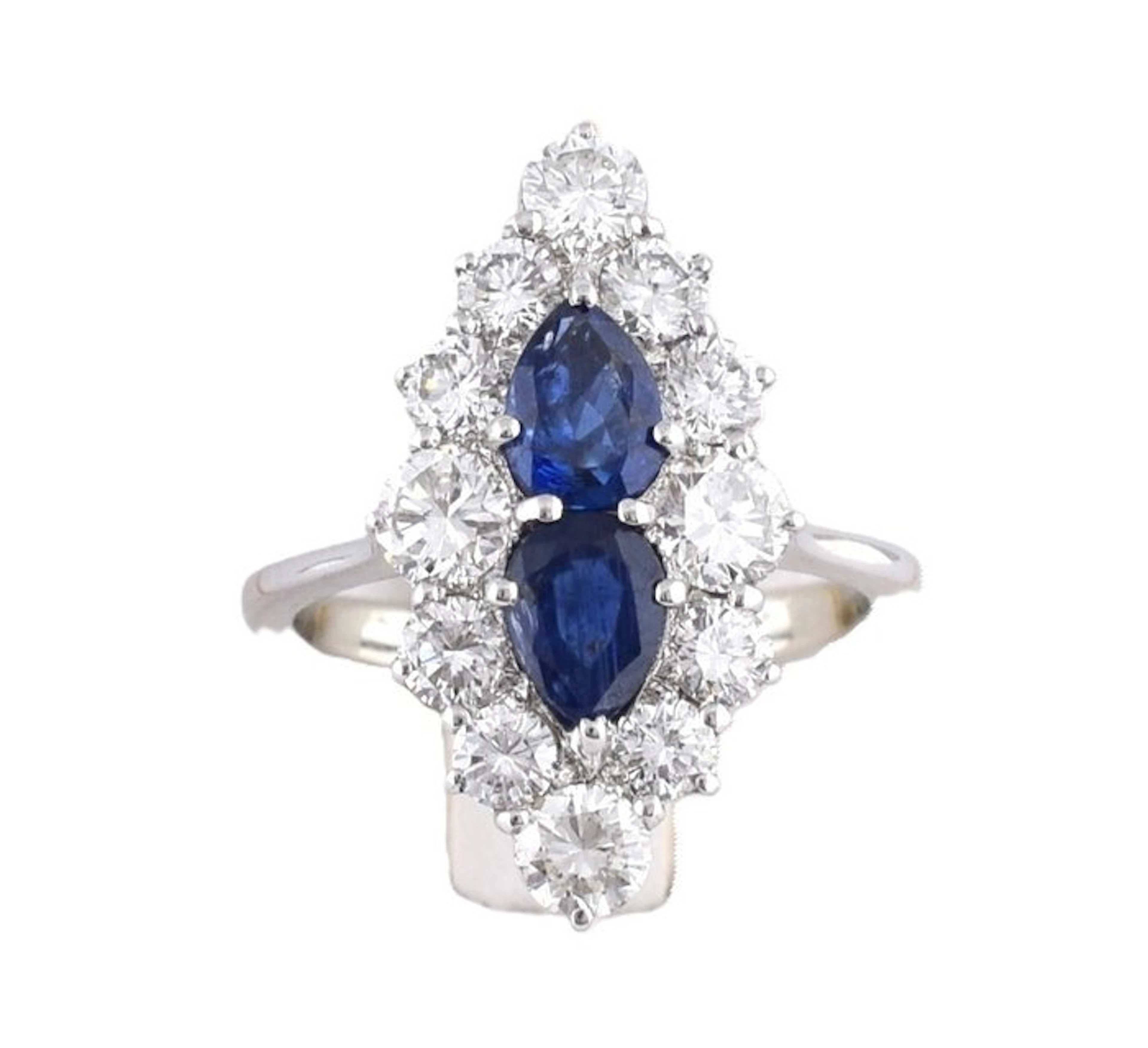 Ring - 18 kt. White gold Sapphire - Diamond