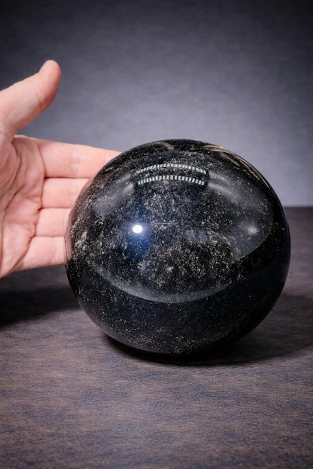 Golden Shimmer Obsidian Sphere – Striking Elegance with...