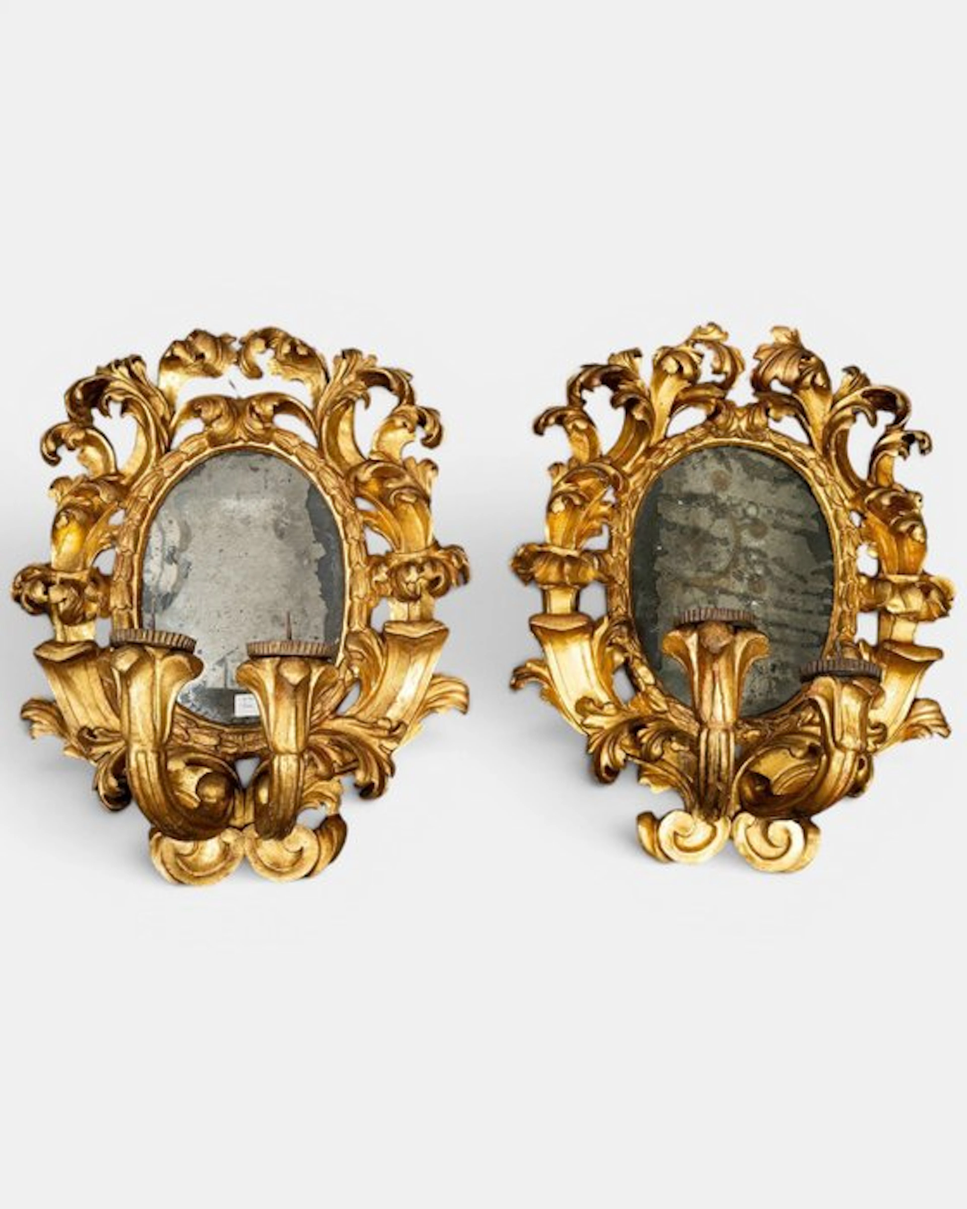 Wall mirror (2) - Gilt wood - Pair of vanity mirrors