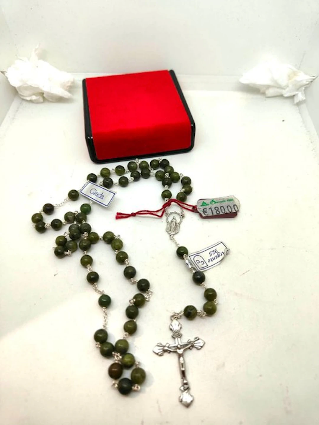 Rosary - Rare rosary in 925 sterling silver and jade